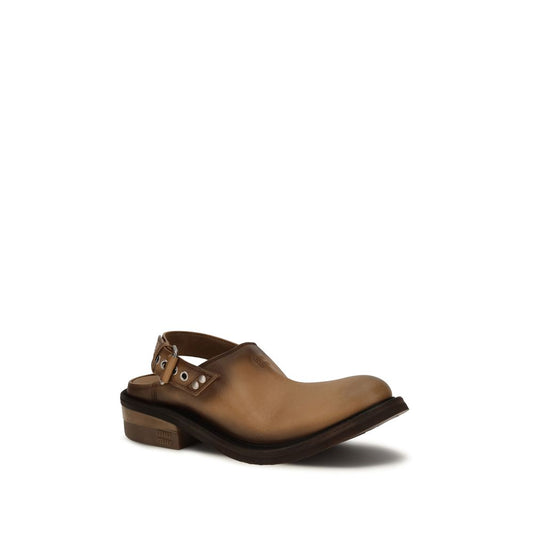 Miu Miu Brown Calf Leather Bos Taurus Mules Curated Luxury Accessories by Orvyn