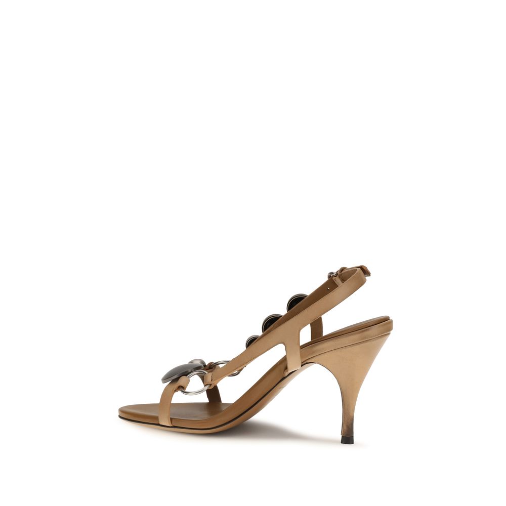 Miu Miu Brown Calf Leather Bos Taurus Stiletto Heel Sandals Curated Luxury Accessories by Orvyn