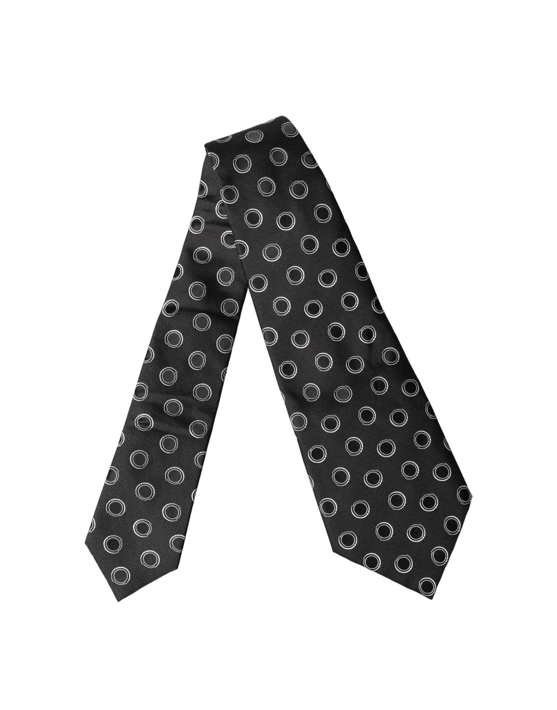 Dolce & Gabbana Black White Polka Dot Silk Adjustable Women Necktie Tie Curated Luxury Accessories by Orvyn