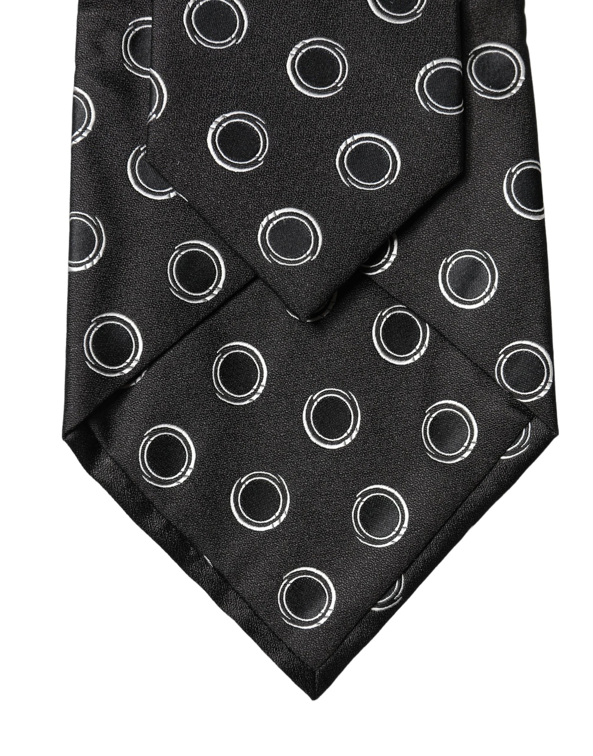 Dolce & Gabbana Black White Polka Dot Silk Adjustable Women Necktie Tie Curated Luxury Accessories by Orvyn