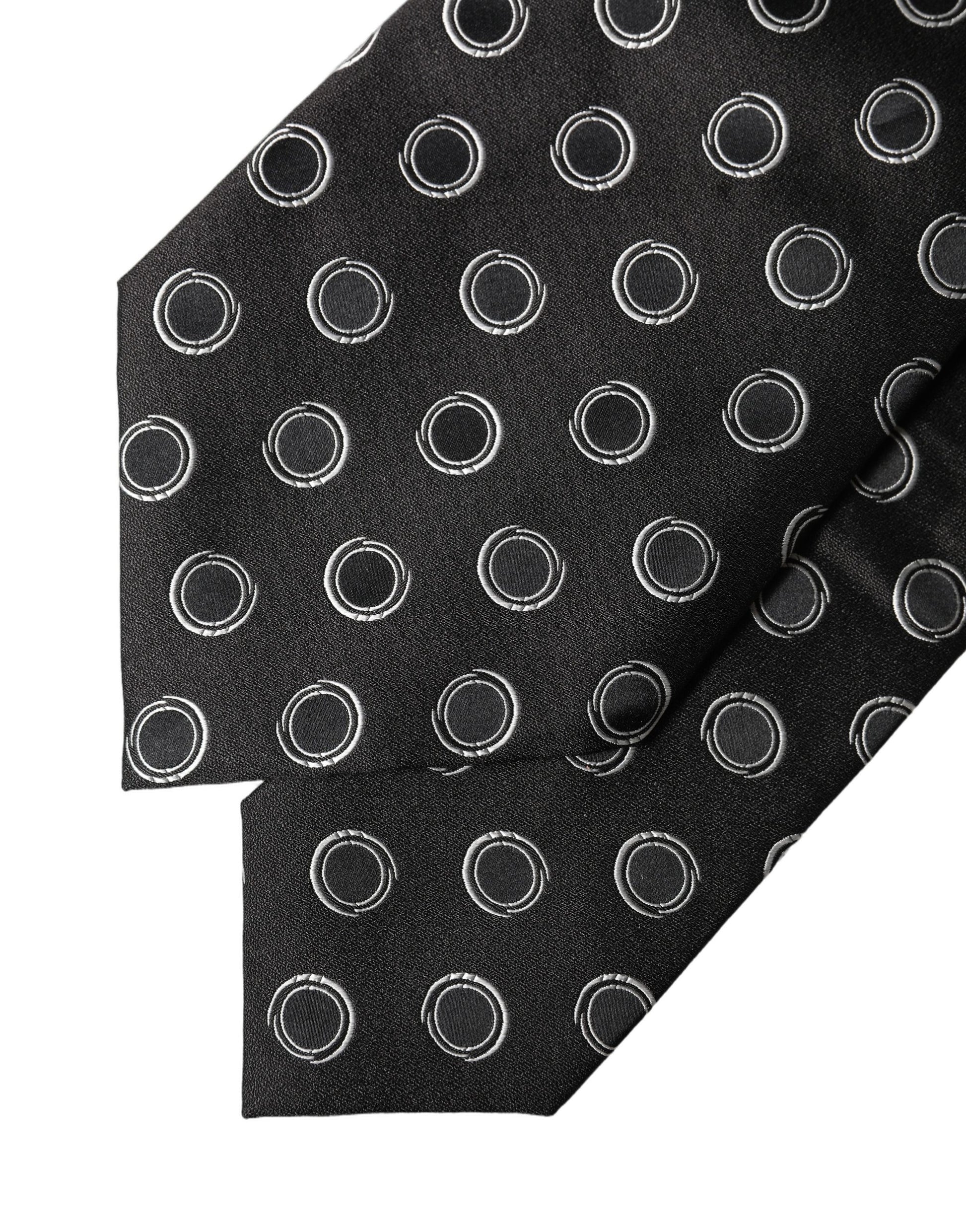 Dolce & Gabbana Black White Polka Dot Silk Adjustable Women Necktie Tie Curated Luxury Accessories by Orvyn