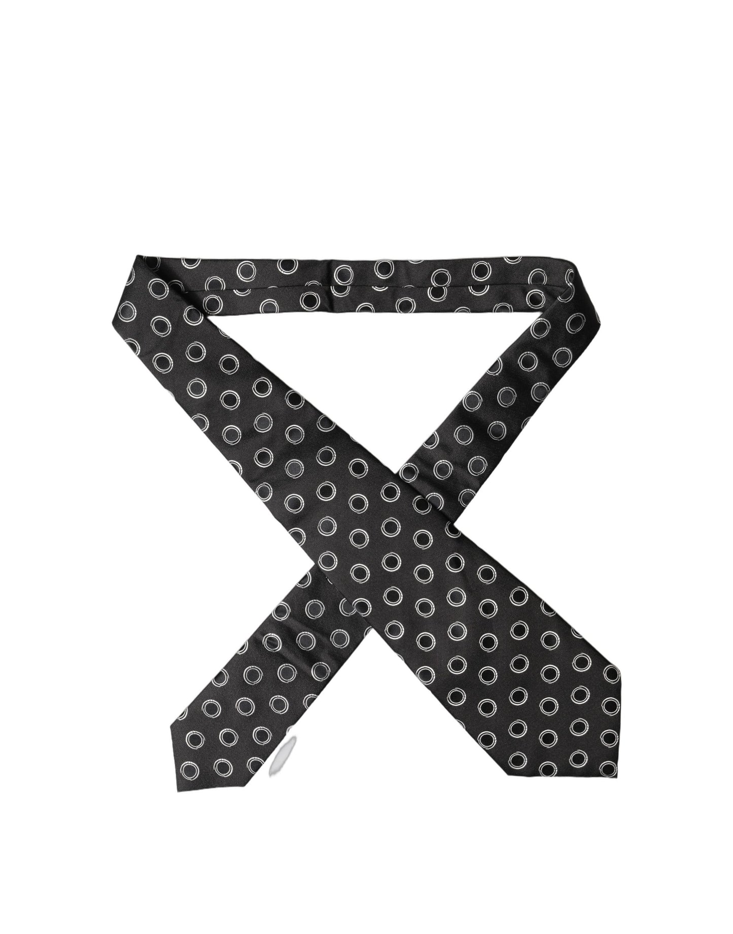 Dolce & Gabbana Black White Polka Dot Silk Adjustable Women Necktie Tie Curated Luxury Accessories by Orvyn