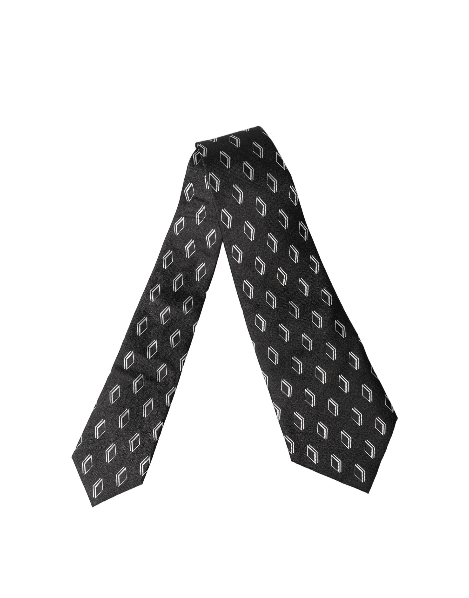 Dolce & Gabbana Black Patterned Silk Adjustable Women Tied Necktie Tie Curated Luxury Accessories by Orvyn