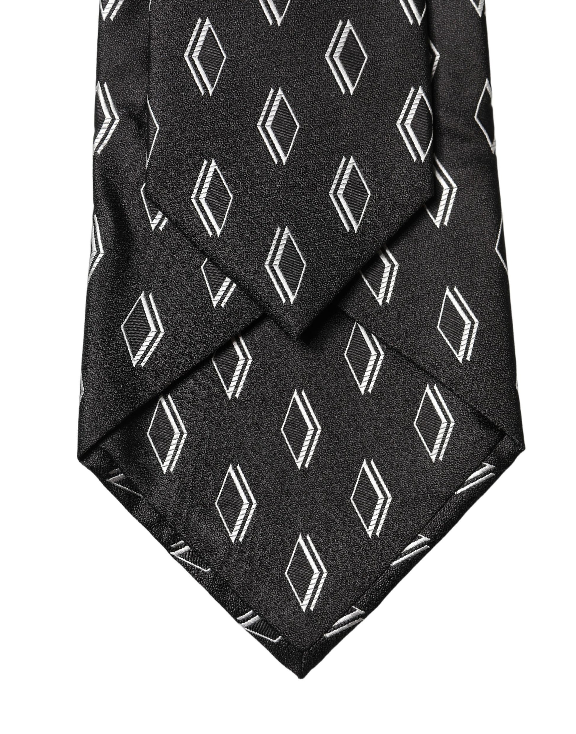 Dolce & Gabbana Black Patterned Silk Adjustable Women Tied Necktie Tie Curated Luxury Accessories by Orvyn