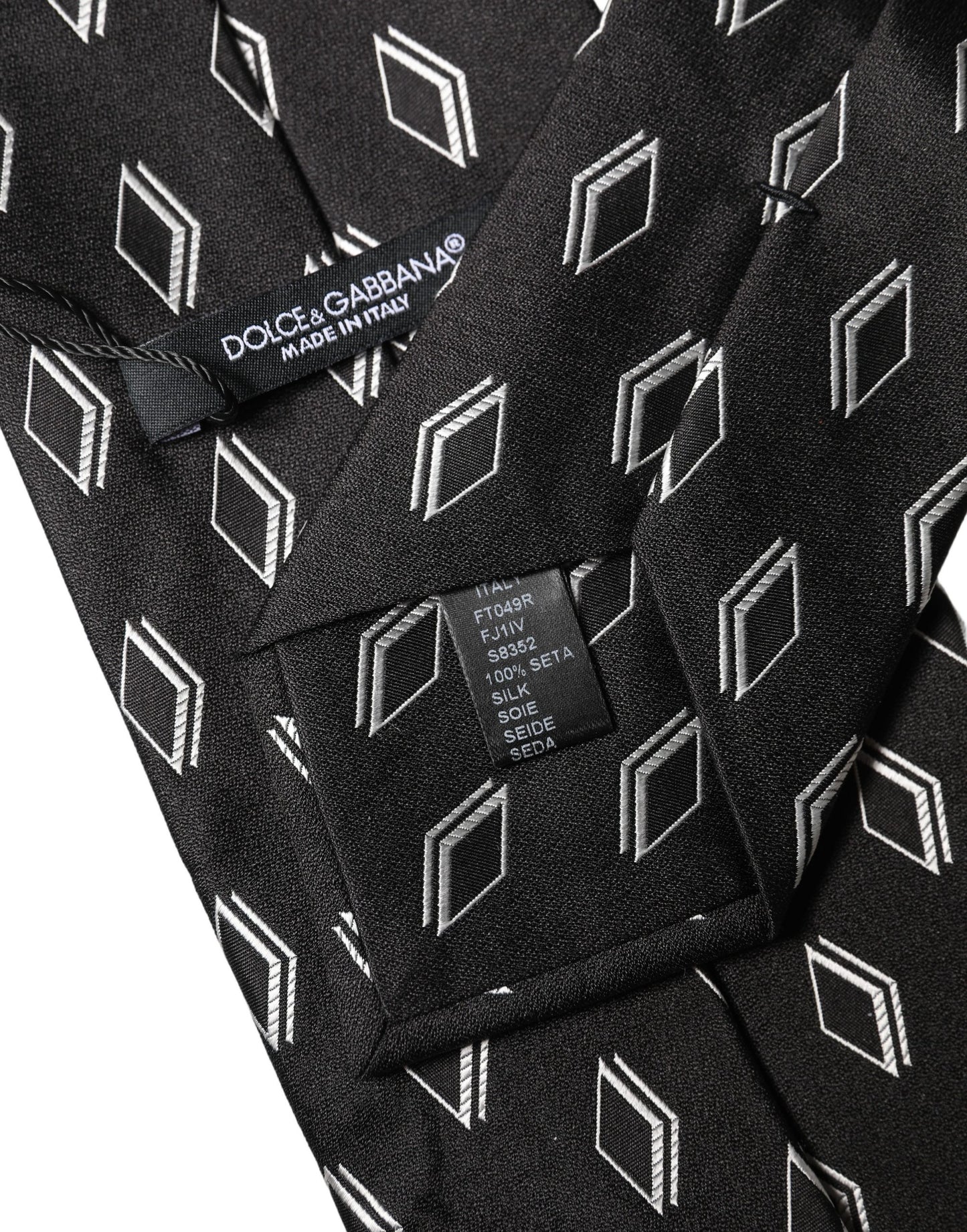 Dolce & Gabbana Black Patterned Silk Adjustable Women Tied Necktie Tie Curated Luxury Accessories by Orvyn