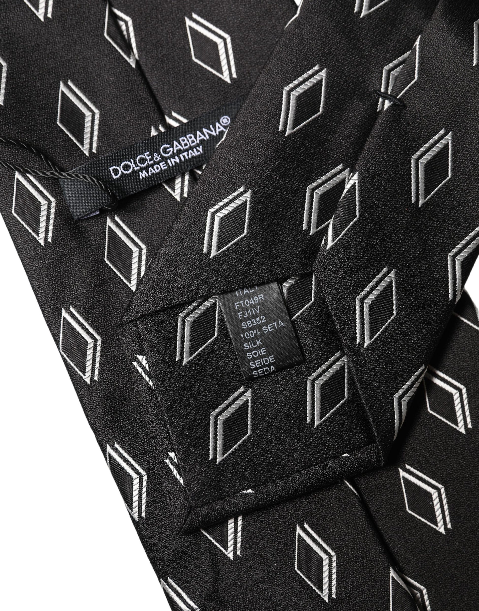 Dolce & Gabbana Black Patterned Silk Adjustable Women Tied Necktie Tie Curated Luxury Accessories by Orvyn