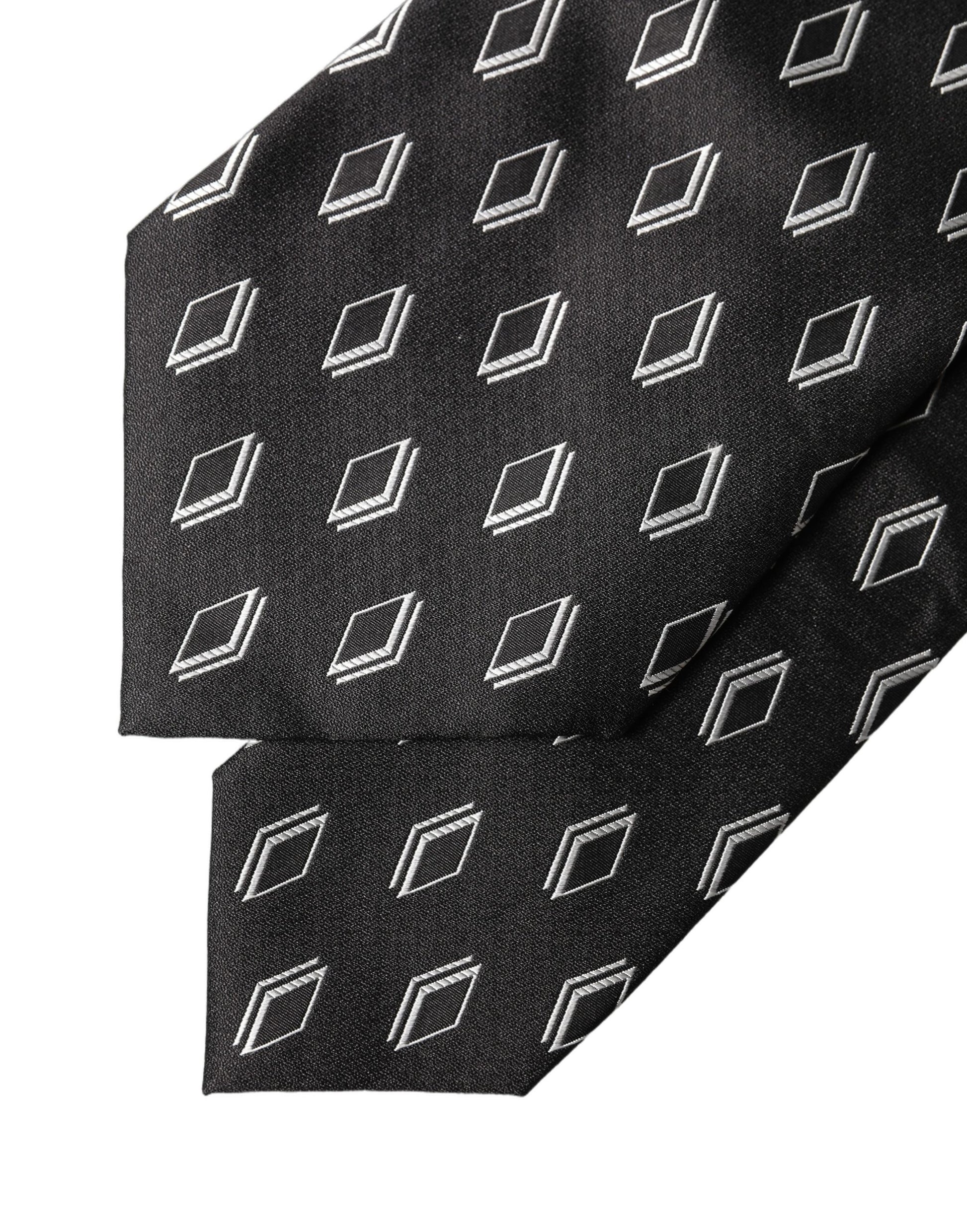 Dolce & Gabbana Black Patterned Silk Adjustable Women Tied Necktie Tie Curated Luxury Accessories by Orvyn