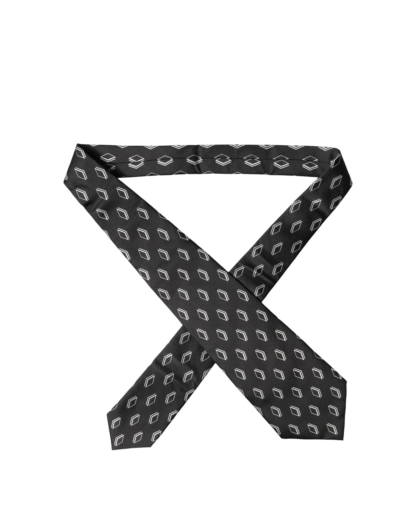 Dolce & Gabbana Black Patterned Silk Adjustable Women Tied Necktie Tie Curated Luxury Accessories by Orvyn
