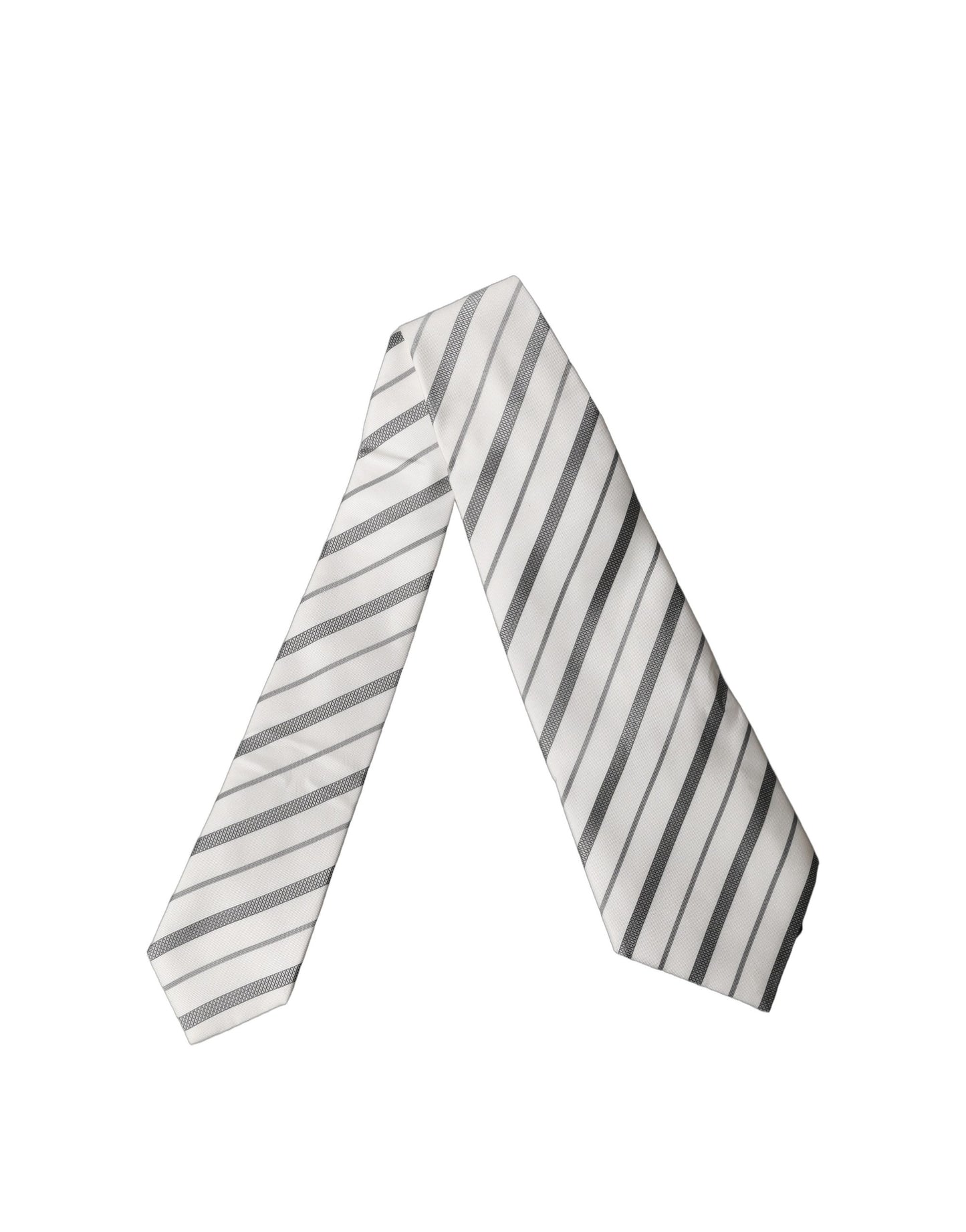 Dolce & Gabbana Black White Stripes Silk Adjustable Women Necktie Tie Curated Luxury Accessories by Orvyn