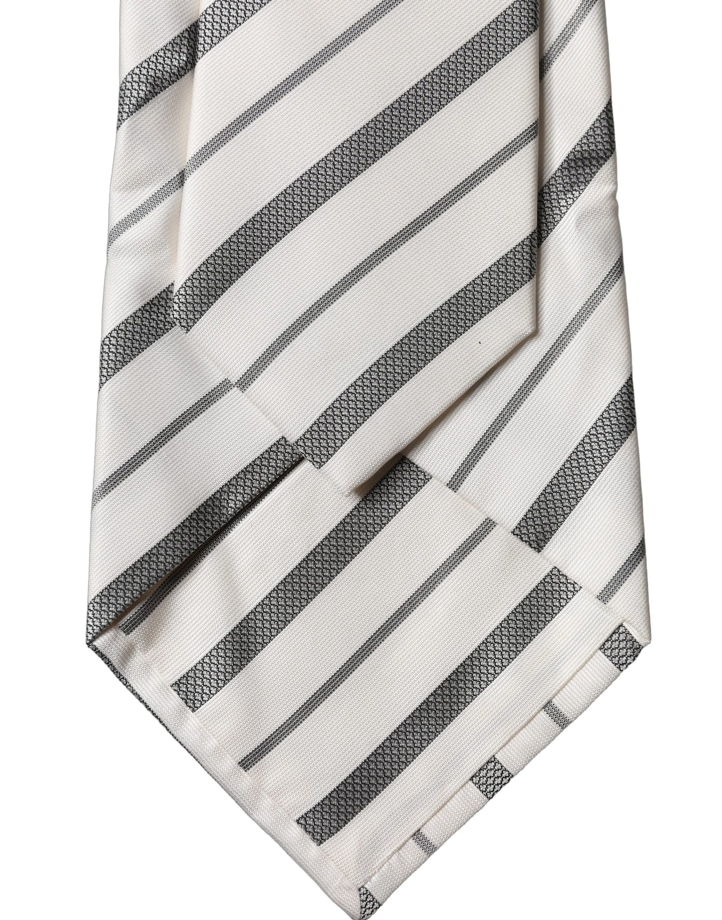 Dolce & Gabbana Black White Stripes Silk Adjustable Women Necktie Tie Curated Luxury Accessories by Orvyn