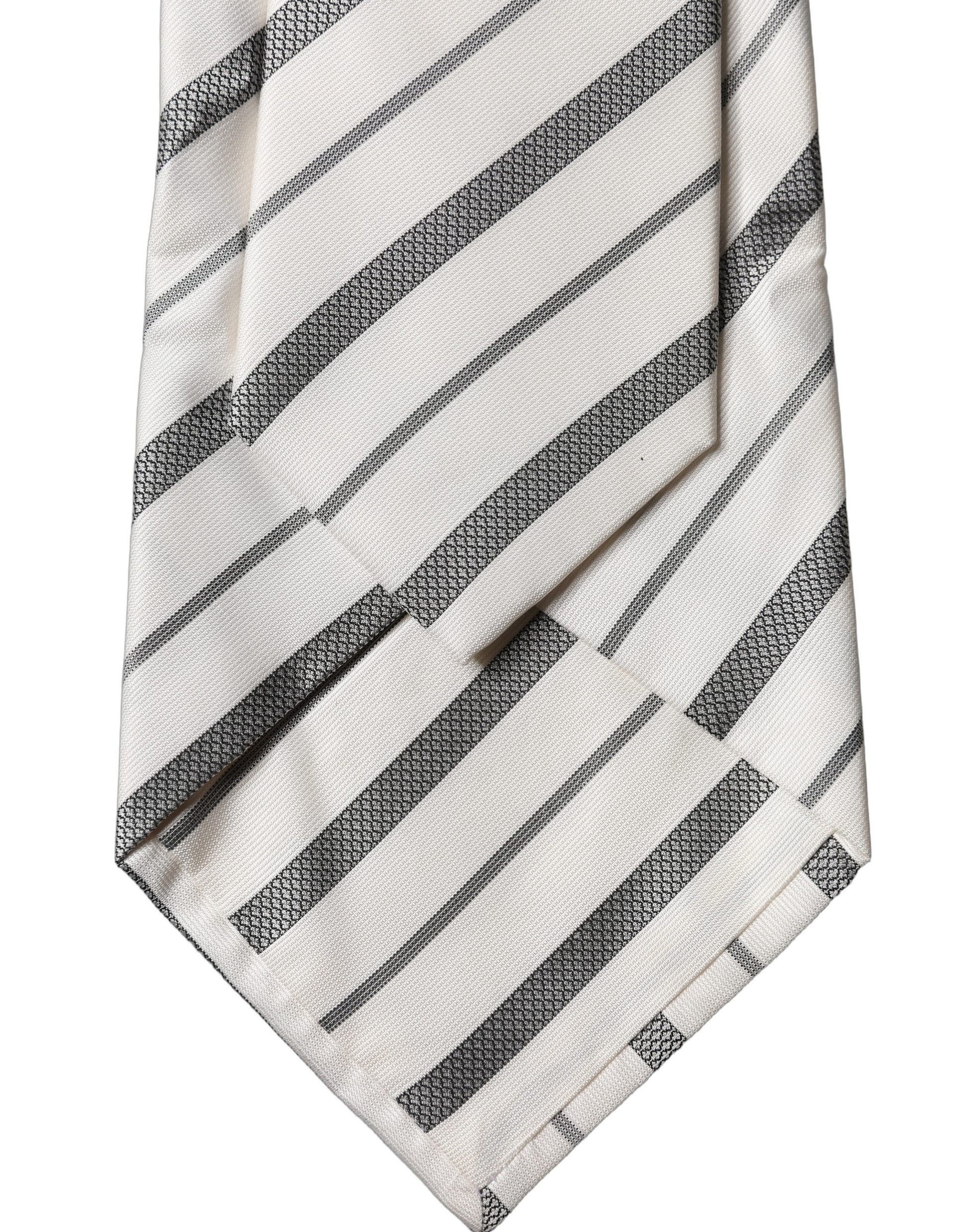 Dolce & Gabbana Black White Stripes Silk Adjustable Women Necktie Tie Curated Luxury Accessories by Orvyn
