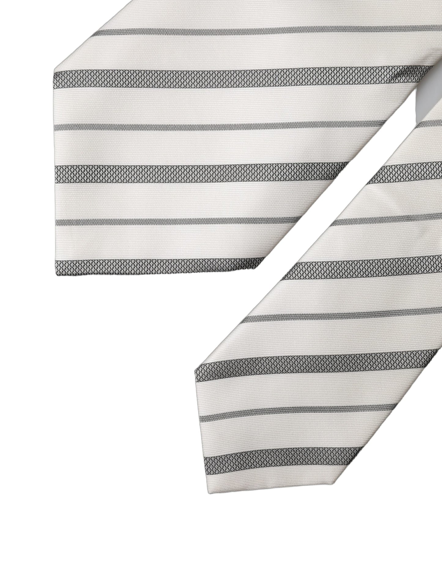 Dolce & Gabbana Black White Stripes Silk Adjustable Women Necktie Tie Curated Luxury Accessories by Orvyn