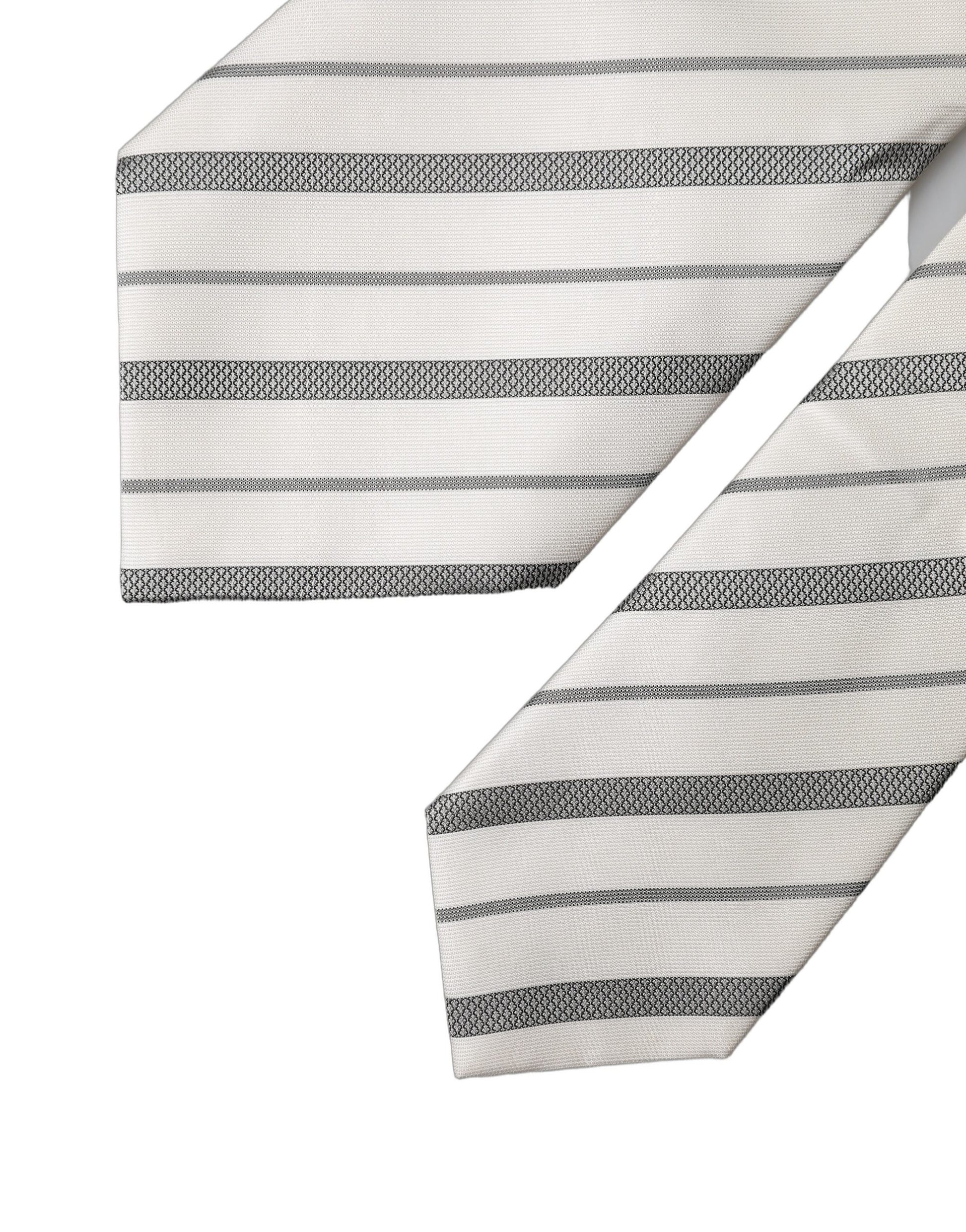 Dolce & Gabbana Black White Stripes Silk Adjustable Women Necktie Tie Curated Luxury Accessories by Orvyn