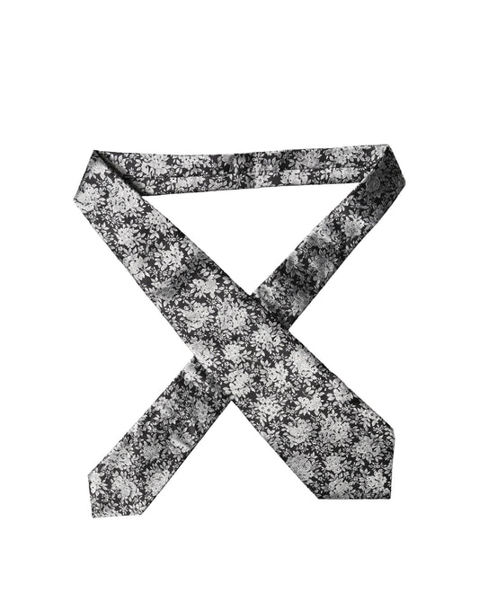 Dolce & Gabbana Black Silver Floral Silk Adjustable Women Necktie Tie Curated Luxury Accessories by Orvyn