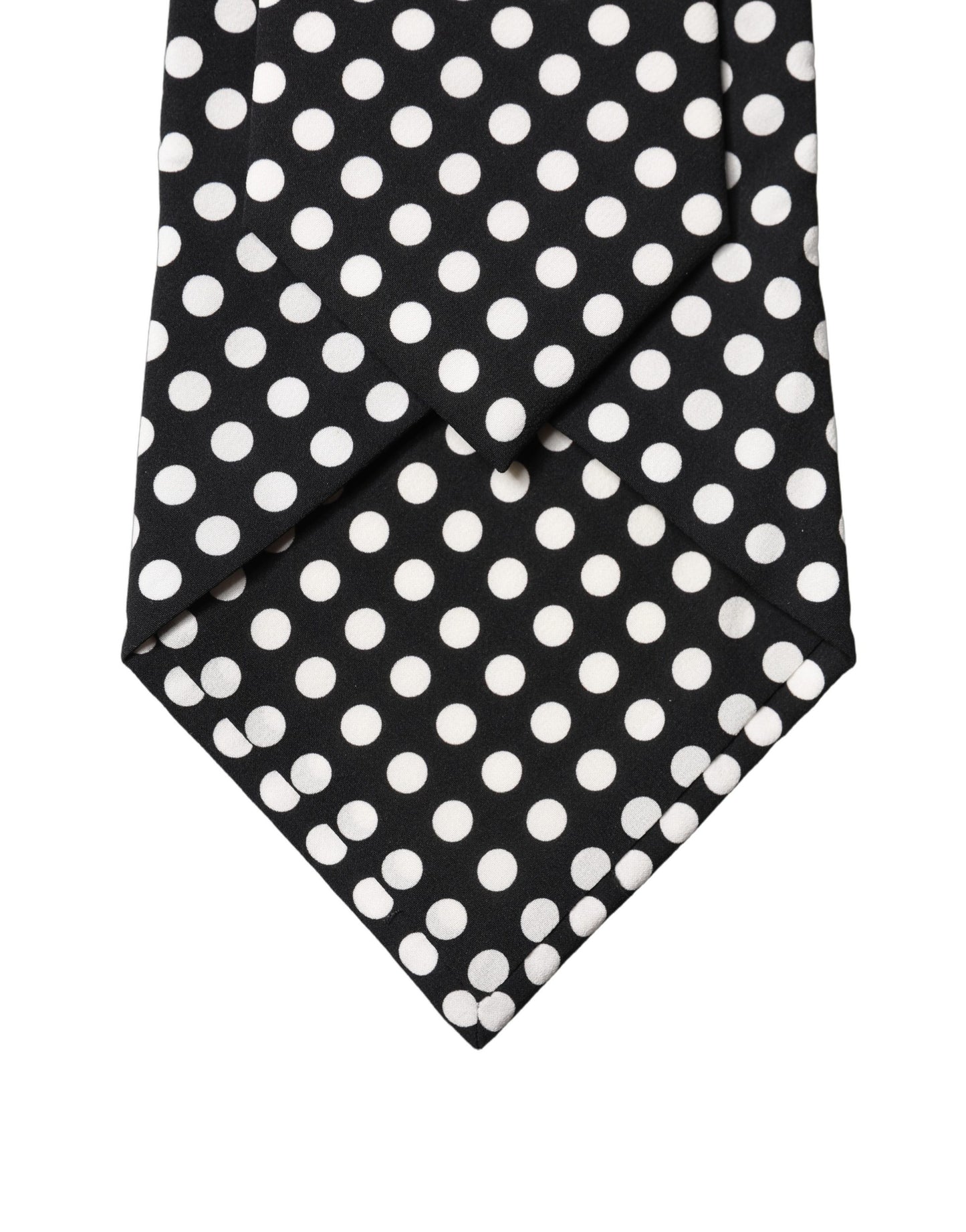 Dolce & Gabbana Black White Polka Dot Silk Adjustable Women Necktie Tie Curated Luxury Accessories by Orvyn