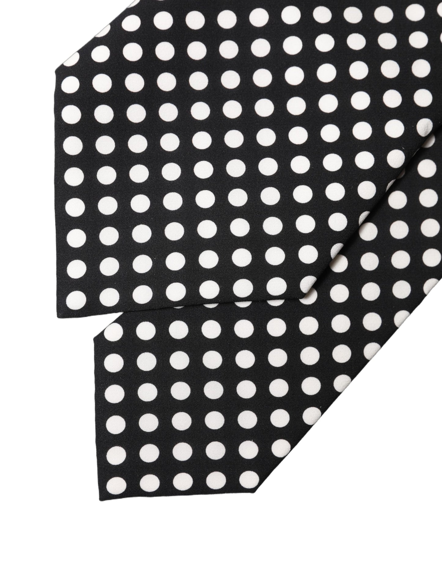 Dolce & Gabbana Black White Polka Dot Silk Adjustable Women Necktie Tie Curated Luxury Accessories by Orvyn