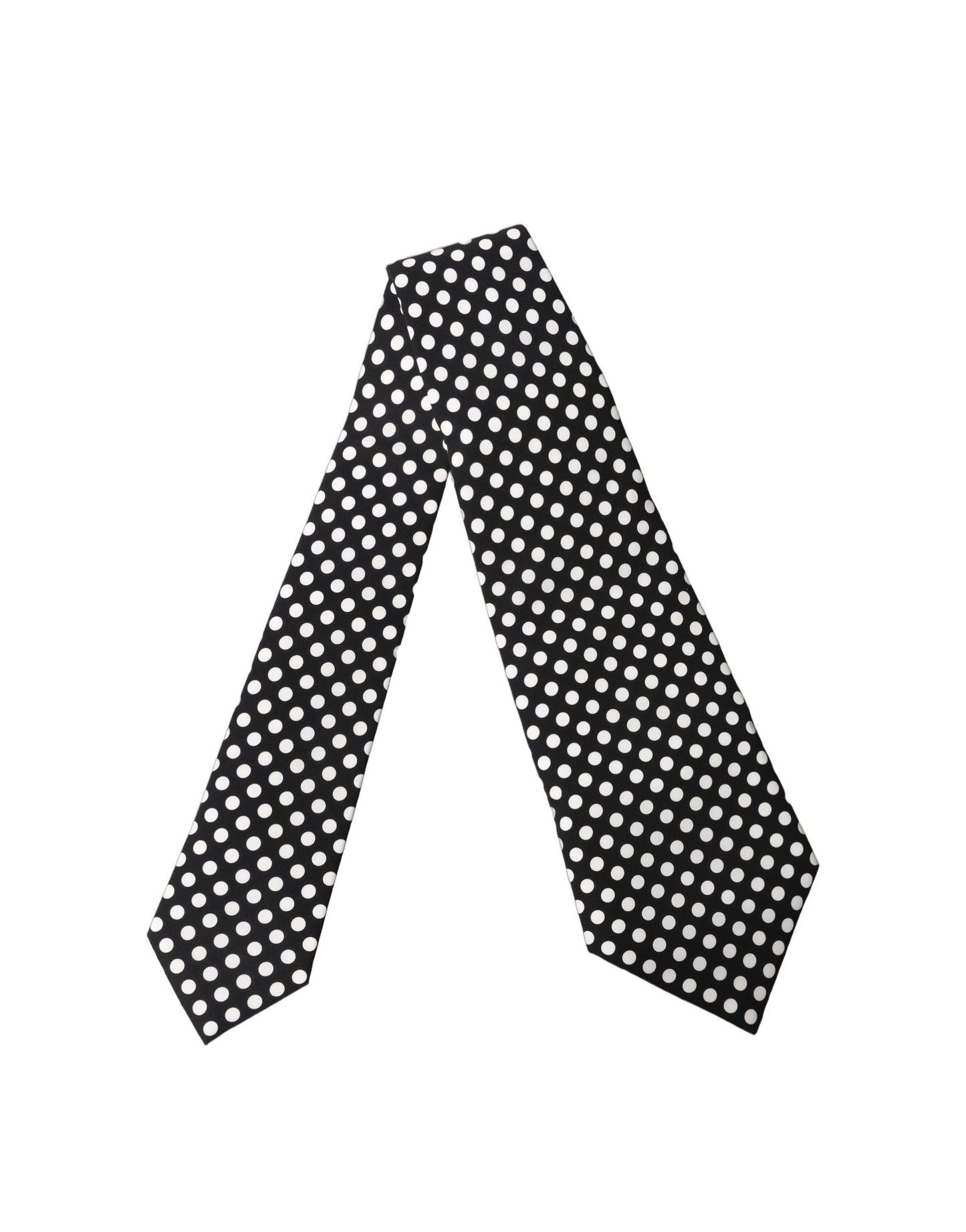 Dolce & Gabbana Black White Polka Dot Silk Adjustable Women Necktie Tie Curated Luxury Accessories by Orvyn