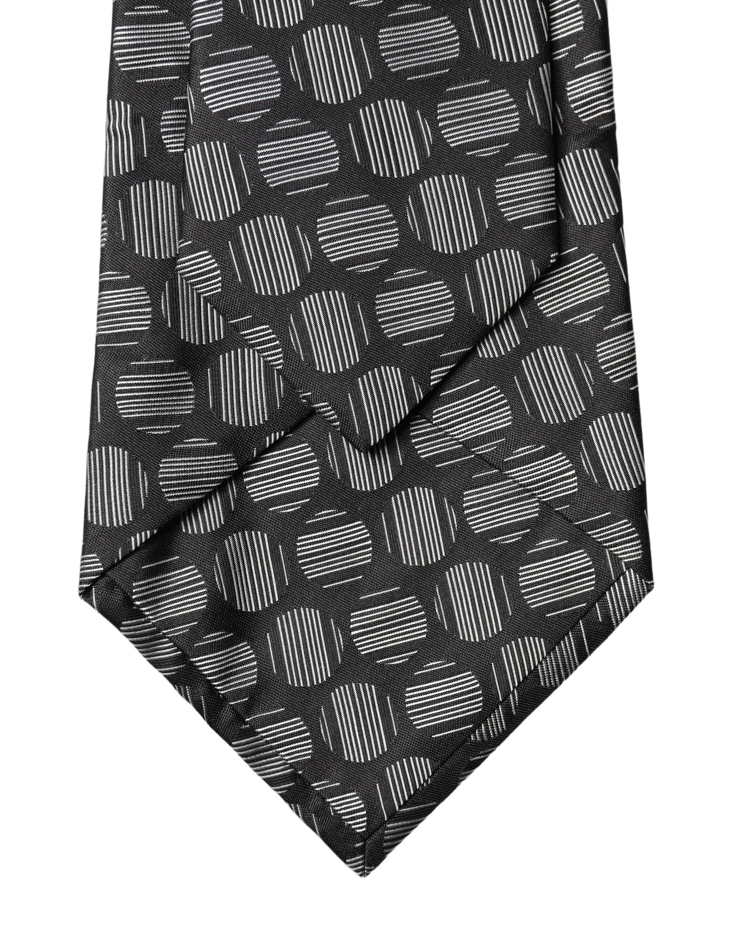 Dolce & Gabbana Black White Geometric Silk Adjustable Women Necktie Tie Curated Luxury Accessories by Orvyn