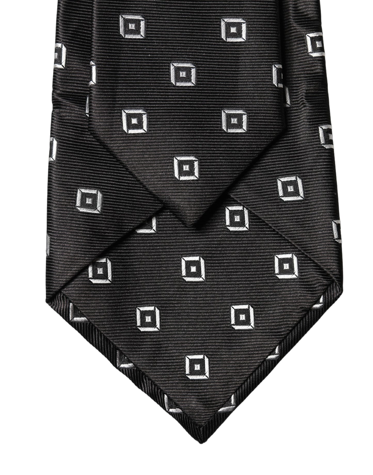 Dolce & Gabbana Black White Geometric Silk Adjustable Women Necktie Tie Curated Luxury Accessories by Orvyn