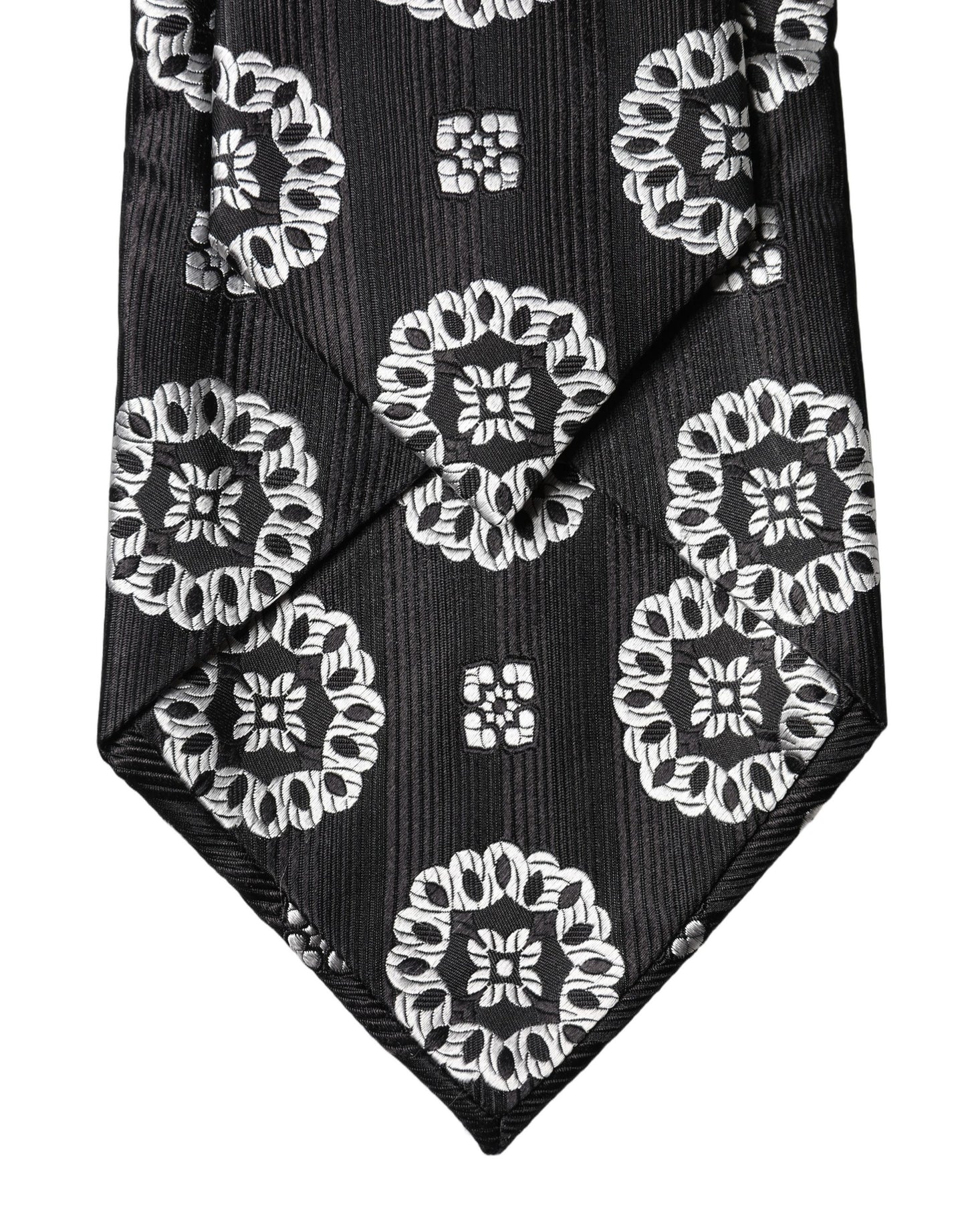 Dolce & Gabbana Black White Floral Silk Adjustable Women Necktie Tie Curated Luxury Accessories by Orvyn
