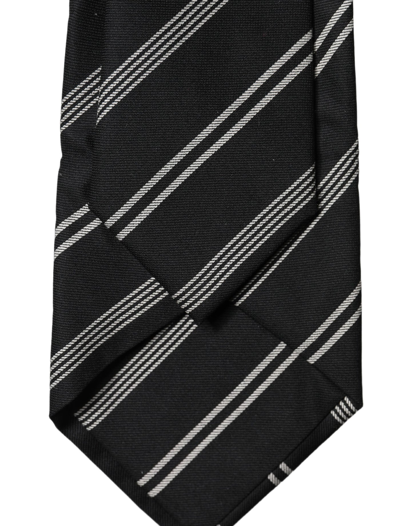 Dolce & Gabbana Black White Stripes Silk Adjustable Women Necktie Tie Curated Luxury Accessories by Orvyn