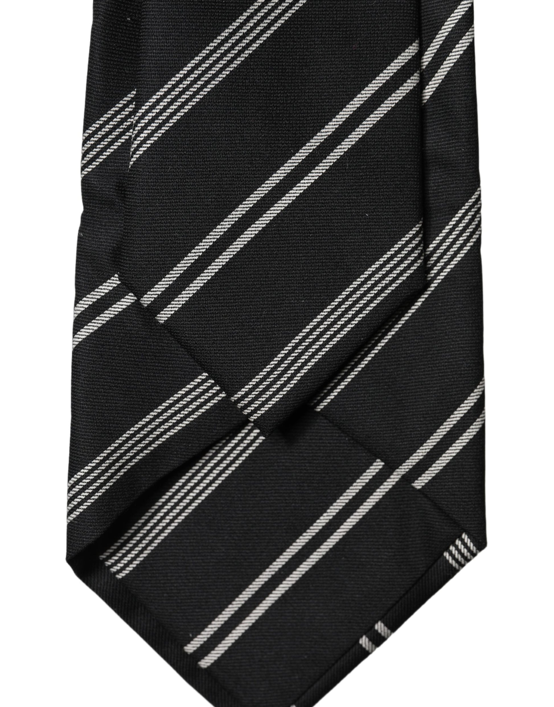 Dolce & Gabbana Black White Stripes Silk Adjustable Women Necktie Tie Curated Luxury Accessories by Orvyn