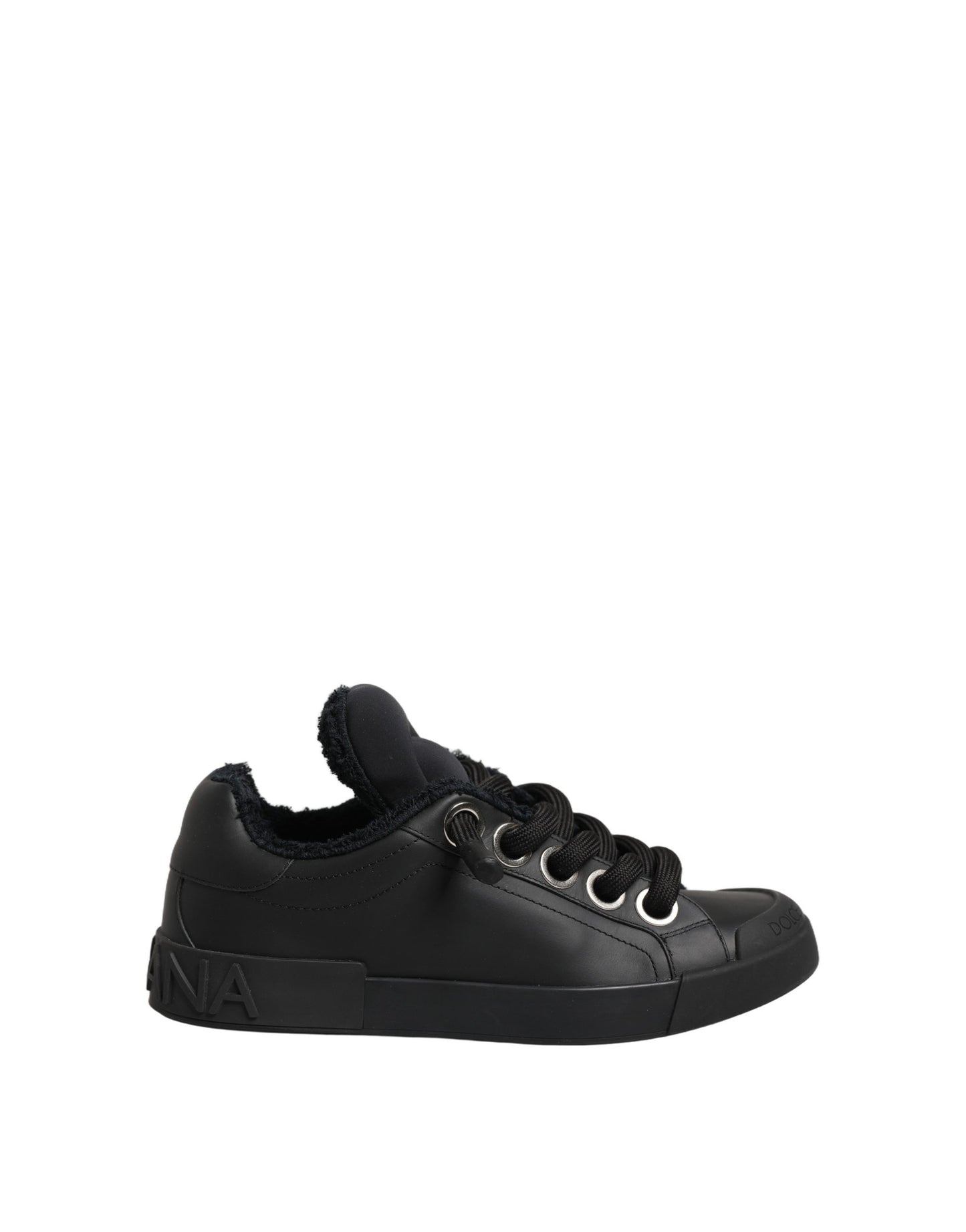 Dolce & Gabbana Black Leather Low Top Portofino Sneakers Shoes Curated Luxury Accessories by Orvyn