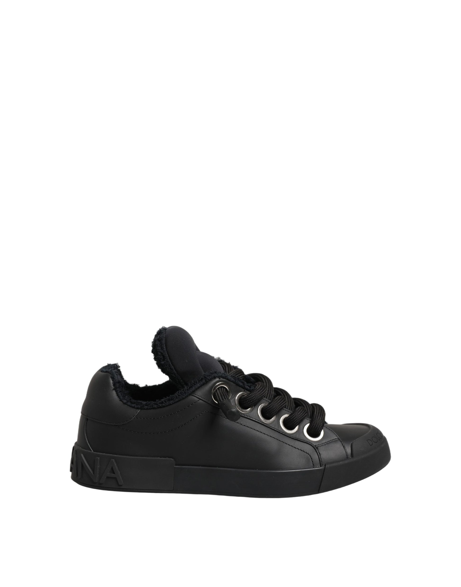 Dolce & Gabbana Black Leather Low Top Portofino Sneakers Shoes Curated Luxury Accessories by Orvyn