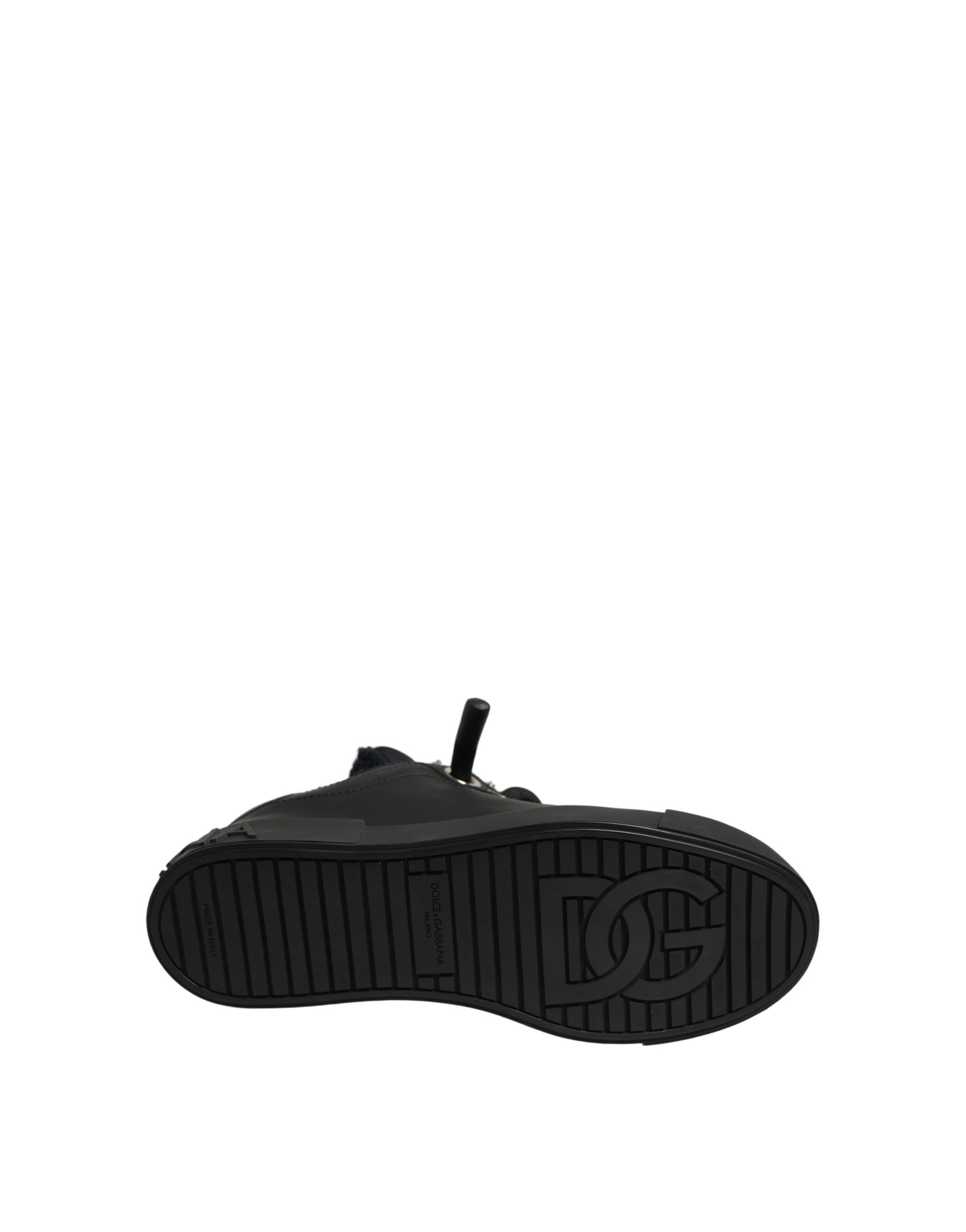 Dolce & Gabbana Black Leather Low Top Portofino Sneakers Shoes Curated Luxury Accessories by Orvyn