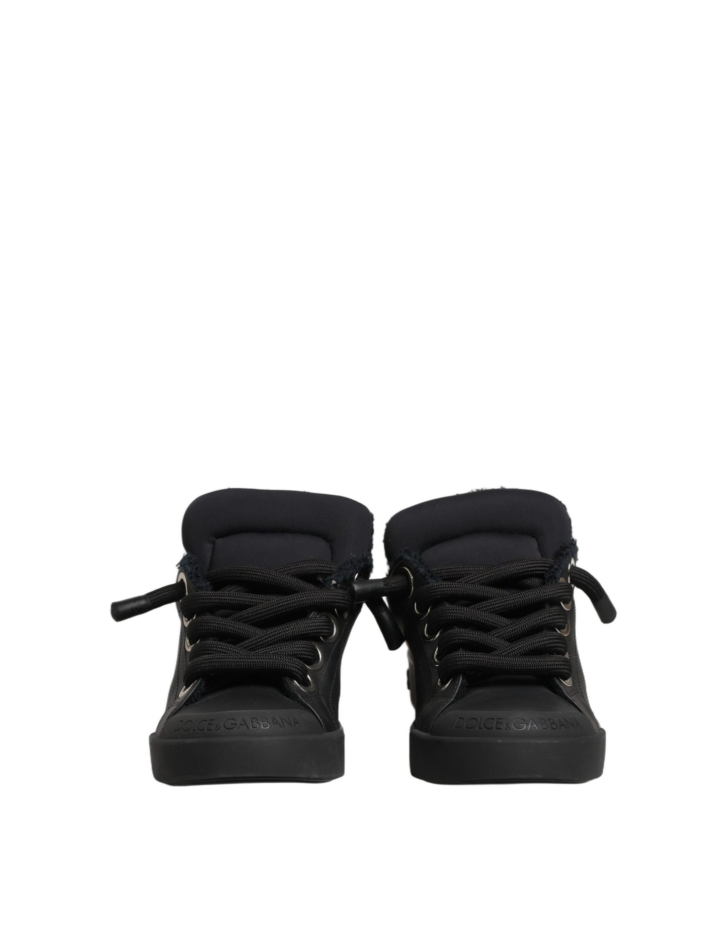 Dolce & Gabbana Black Leather Low Top Portofino Sneakers Shoes Curated Luxury Accessories by Orvyn