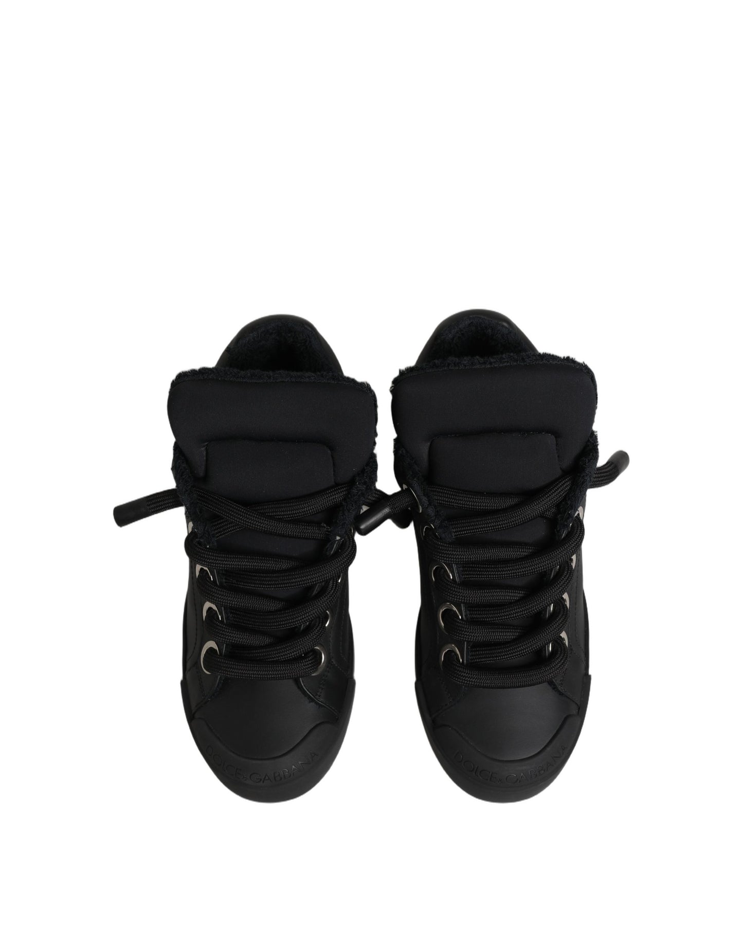 Dolce & Gabbana Black Leather Low Top Portofino Sneakers Shoes Curated Luxury Accessories by Orvyn