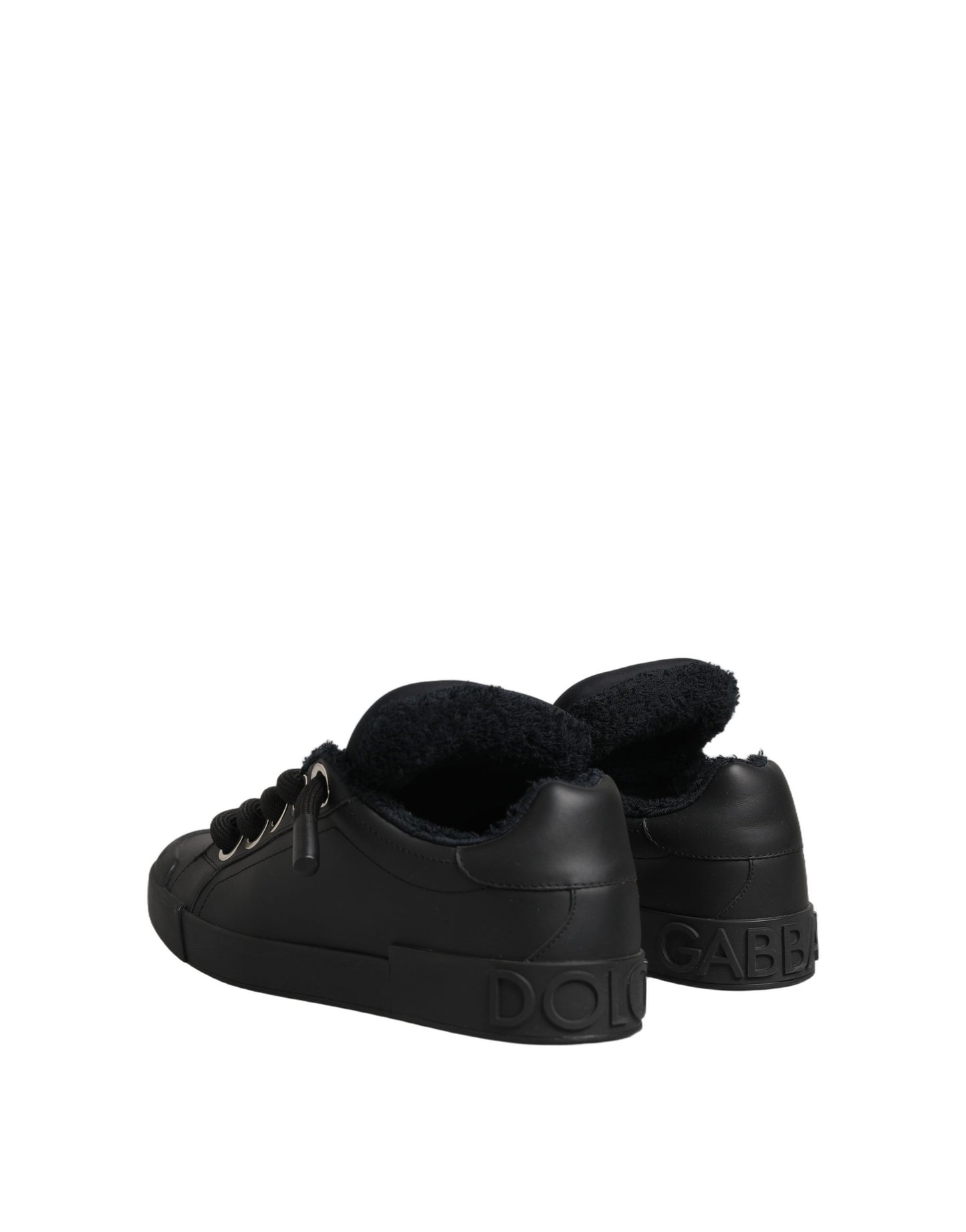 Dolce & Gabbana Black Leather Low Top Portofino Sneakers Shoes Curated Luxury Accessories by Orvyn