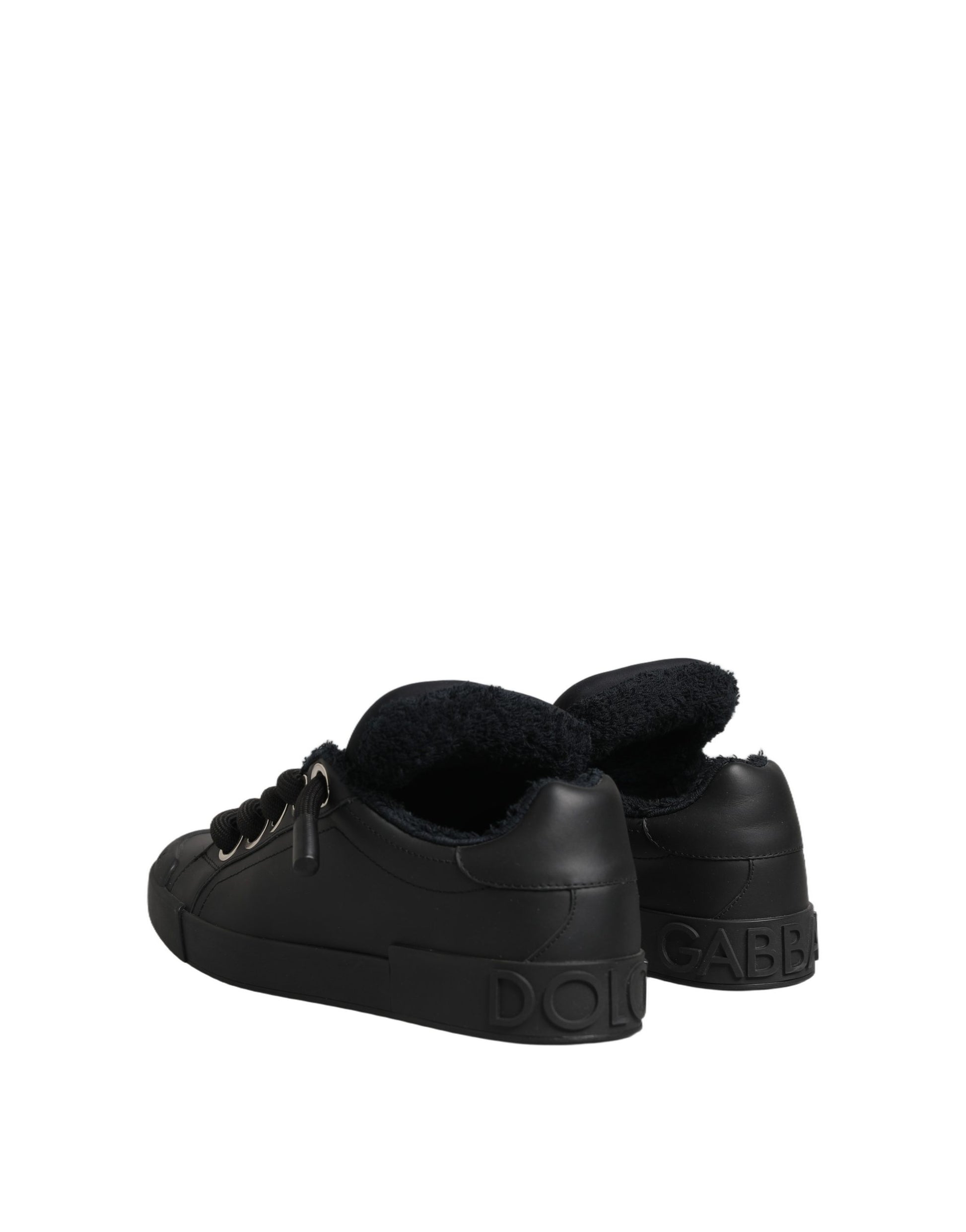 Dolce & Gabbana Black Leather Low Top Portofino Sneakers Shoes Curated Luxury Accessories by Orvyn