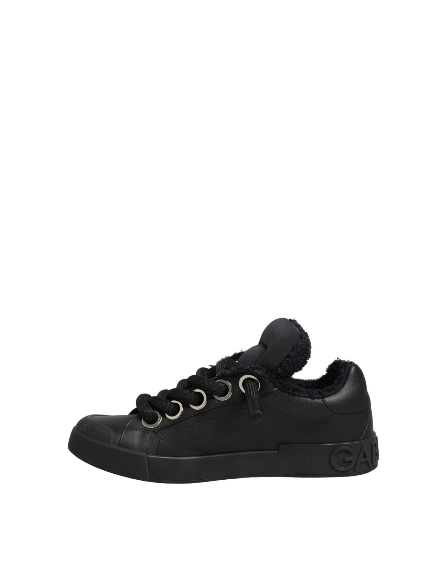 Dolce & Gabbana Black Leather Low Top Portofino Sneakers Shoes Curated Luxury Accessories by Orvyn