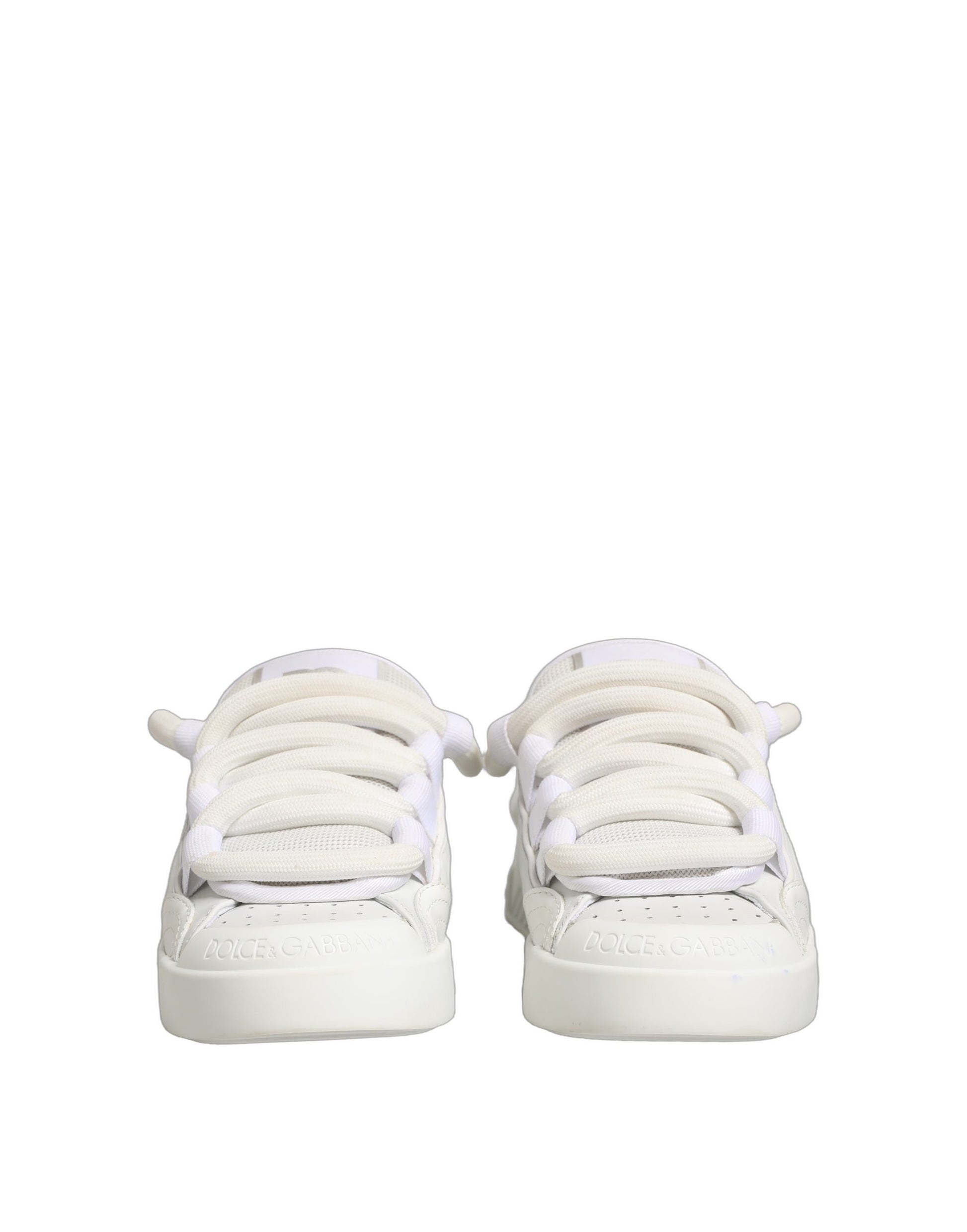 Dolce & Gabbana White Calfskin Leather Low Top Sneakers Shoes Curated Luxury Accessories by Orvyn