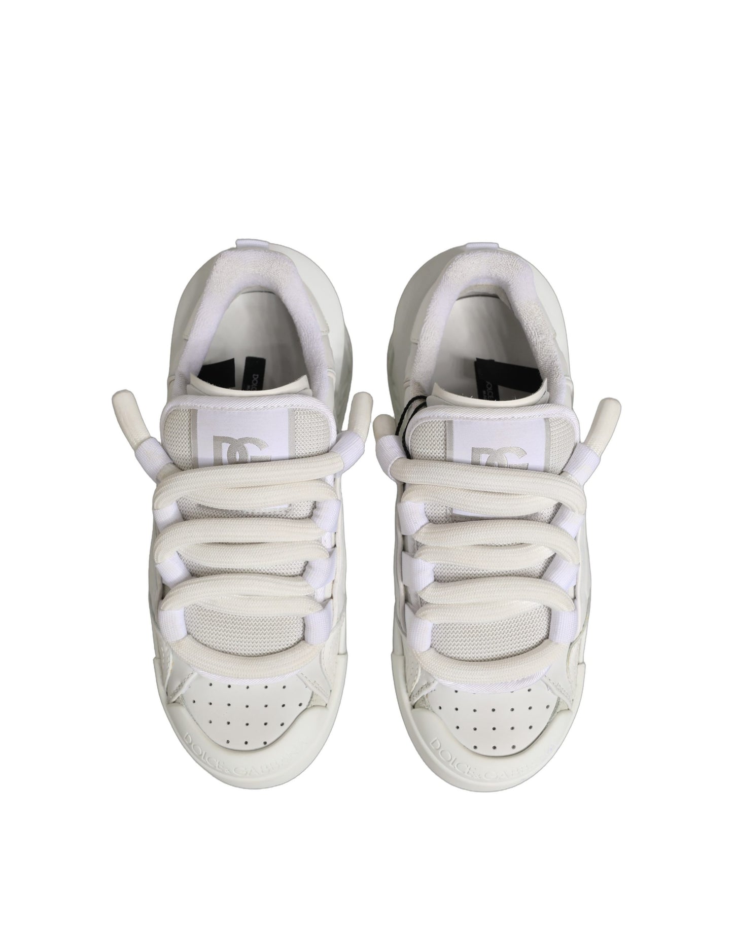Dolce & Gabbana White Calfskin Leather Low Top Sneakers Shoes Curated Luxury Accessories by Orvyn