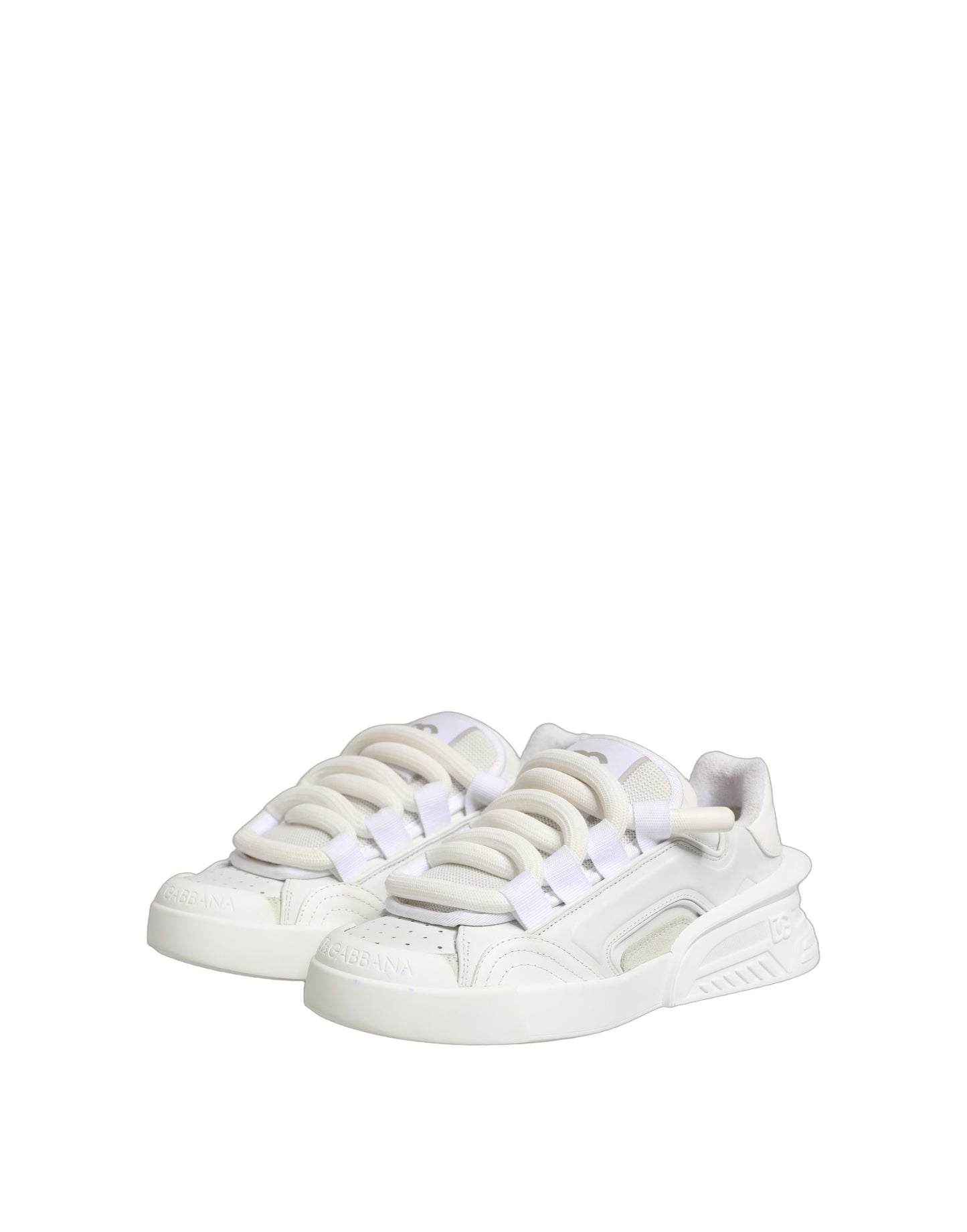 Dolce & Gabbana White Calfskin Leather Low Top Sneakers Shoes Curated Luxury Accessories by Orvyn
