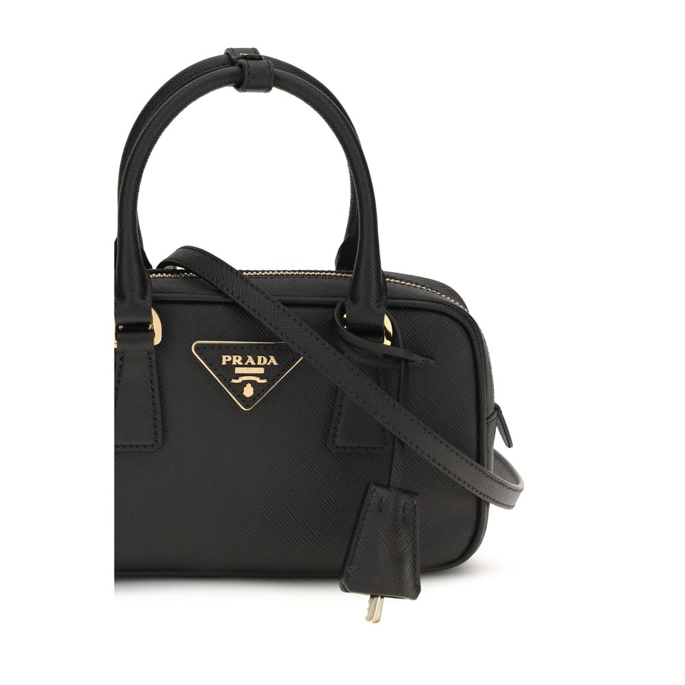 Prada Black Bauletto Saffiano Leather Mini Handbag