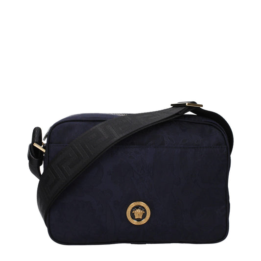 Versace Blue Fabric Crossbody Bag curated by orvyn luxury accessories