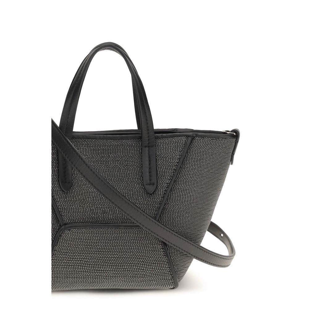 Brunello Cucinelli Black Calf Leather Bos Taurus Shoulder Bag Curated Luxury Accessories by Orvyn