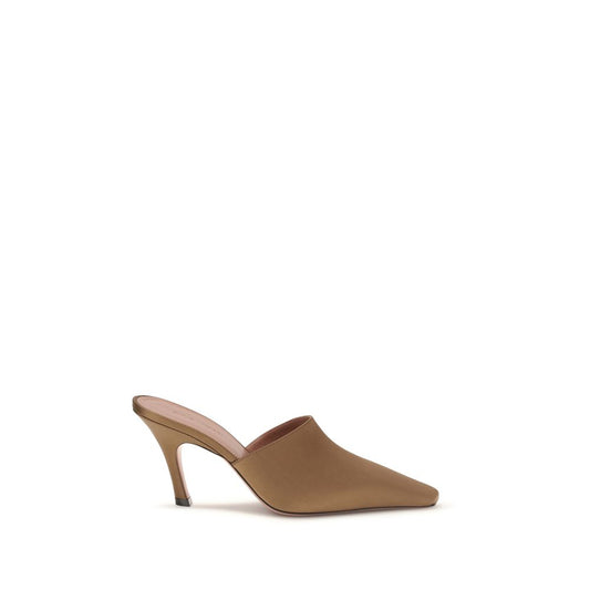 Amina Muaddi Brown Silk Sandals Curated Luxury Accessories by Orvyn