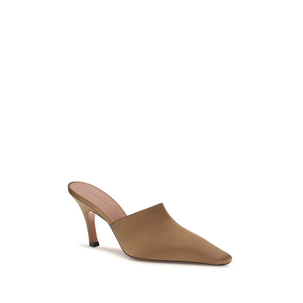 Amina Muaddi Brown Silk Sandals Curated Luxury Accessories by Orvyn