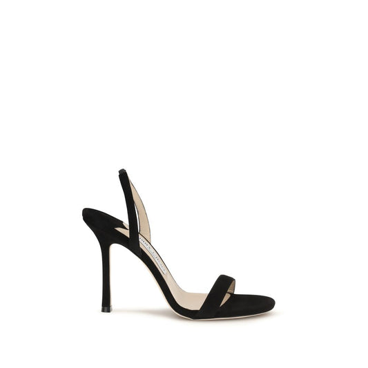 Jimmy Choo Black Calf Leather Bos Taurus Stiletto Heel Sandals Curated Luxury Accessories by Orvyn