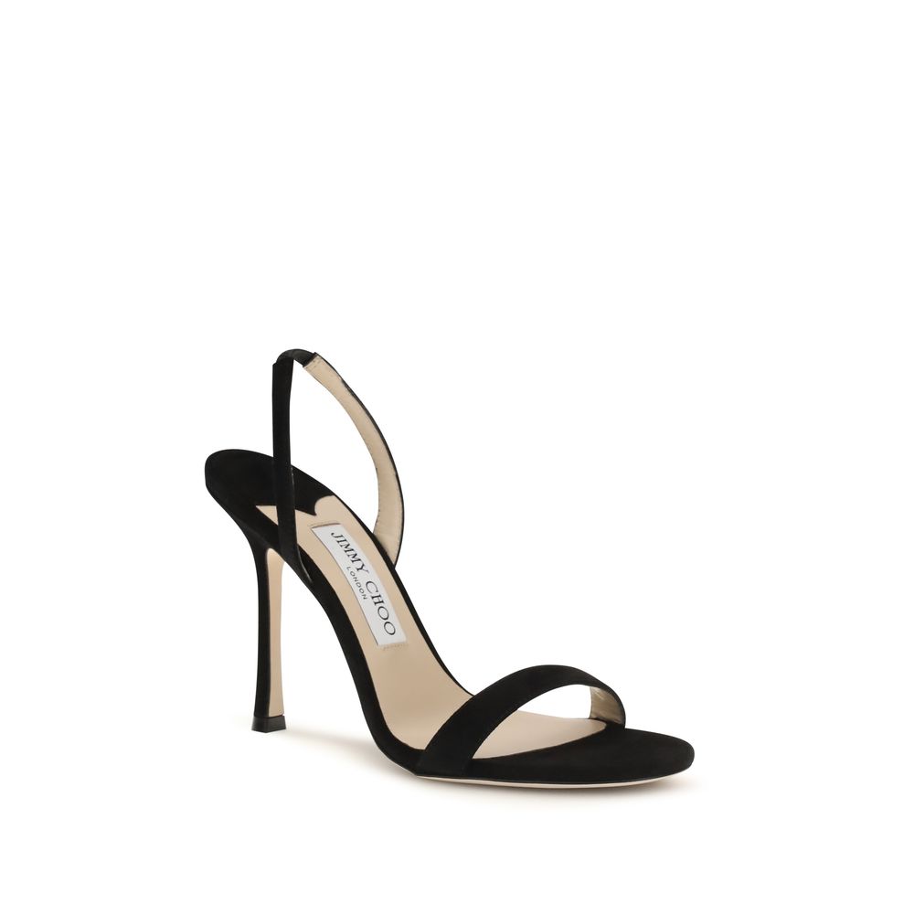 Jimmy Choo Black Calf Leather Bos Taurus Stiletto Heel Sandals Curated Luxury Accessories by Orvyn