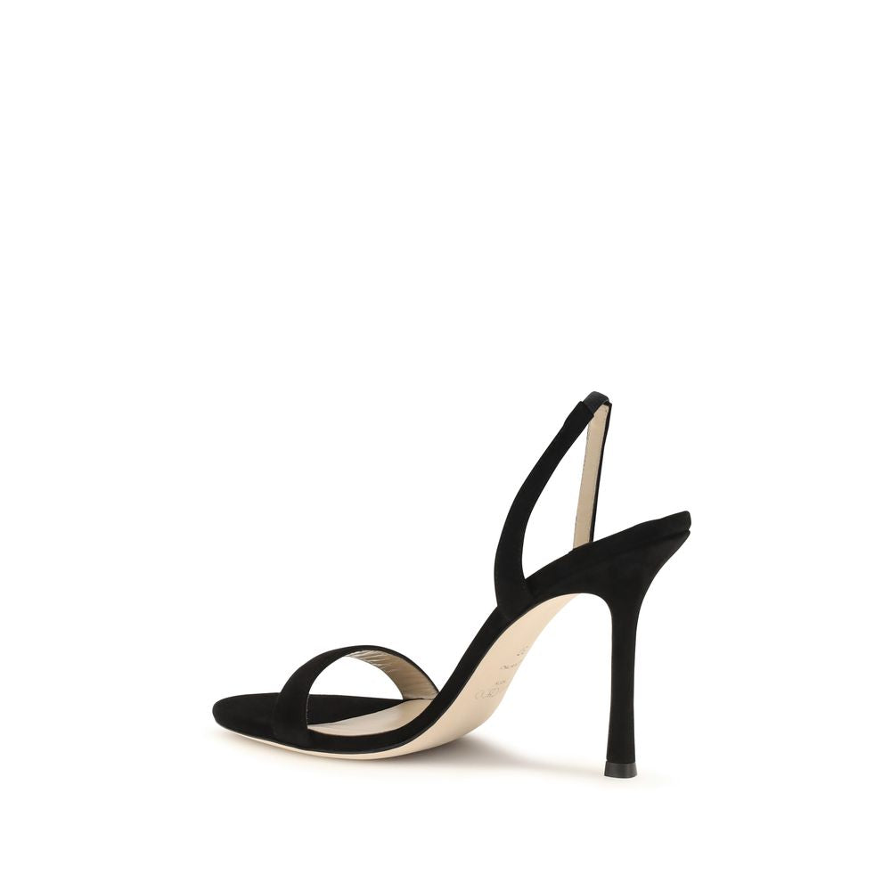 Jimmy Choo Black Calf Leather Bos Taurus Stiletto Heel Sandals Curated Luxury Accessories by Orvyn