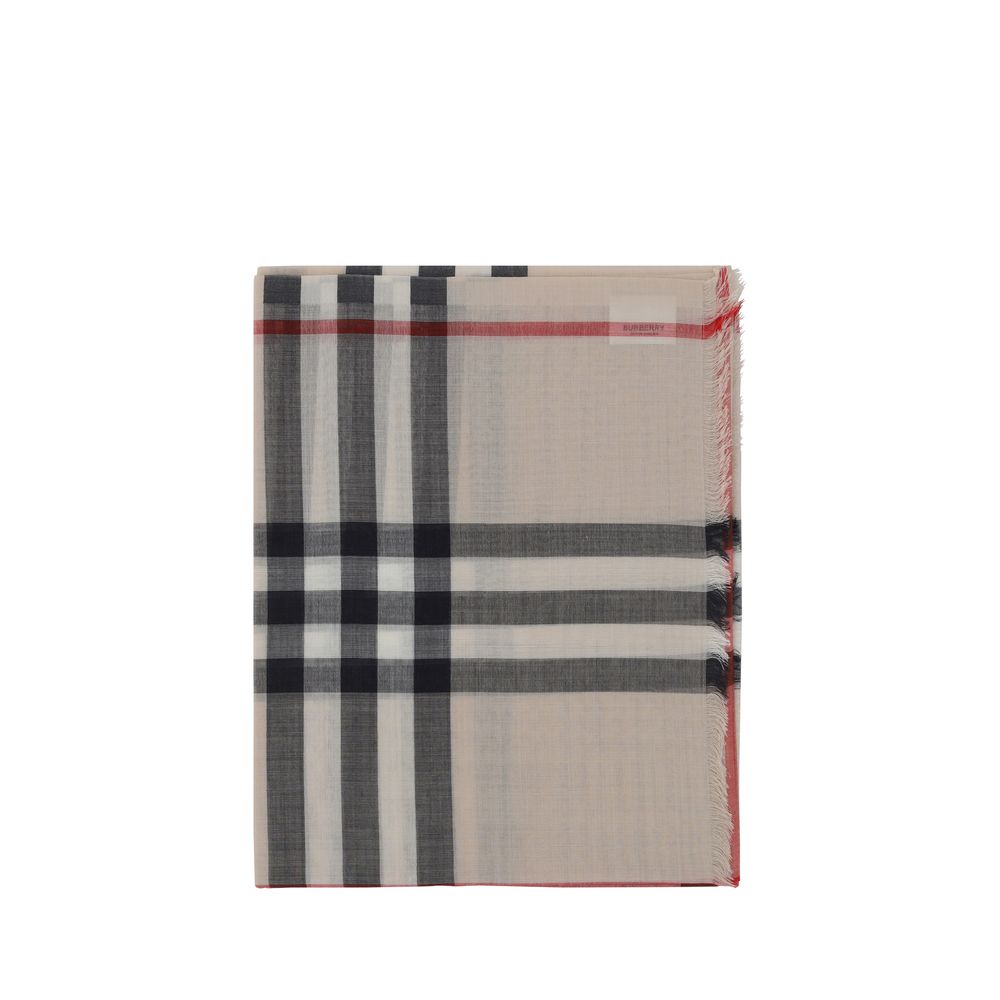 Burberry Beige Silk And Wool Blend Scarf Foulard