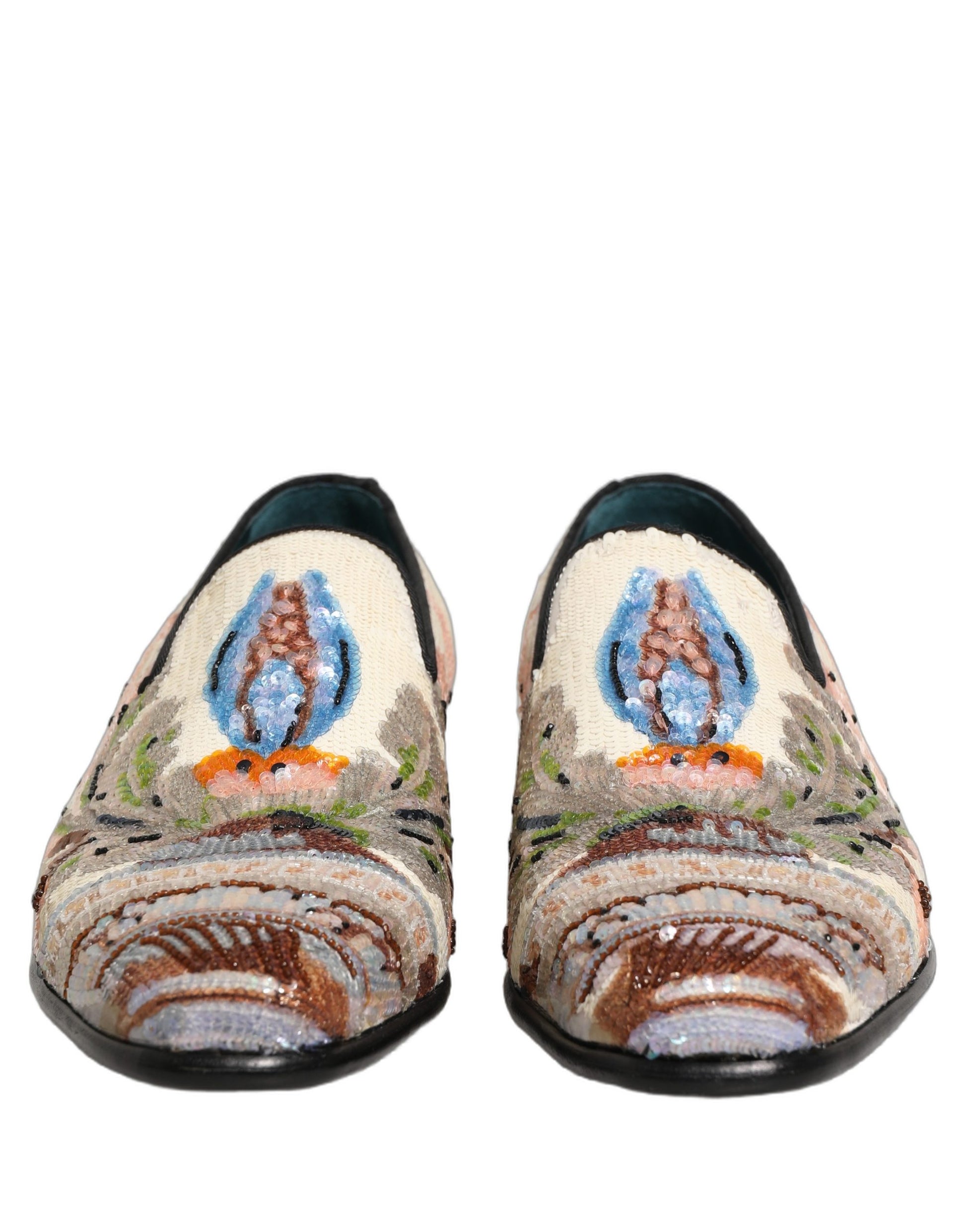 Dolce & Gabbana Multicolor Sequin Embroidered Loafers Shoes Curated Luxury Accessories by Orvyn