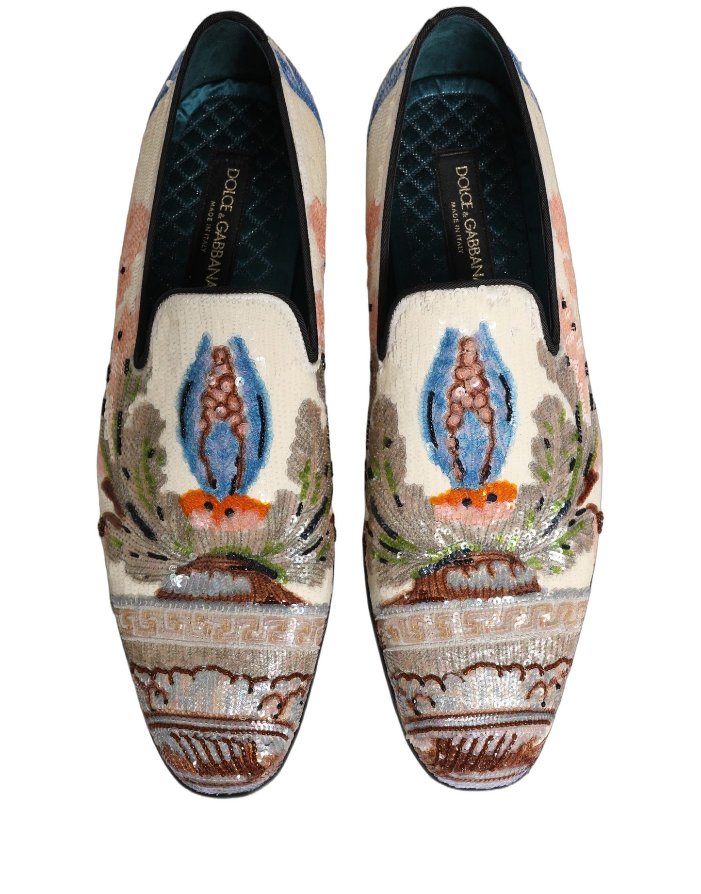 Dolce & Gabbana Multicolor Sequin Embroidered Loafers Shoes Curated Luxury Accessories by Orvyn