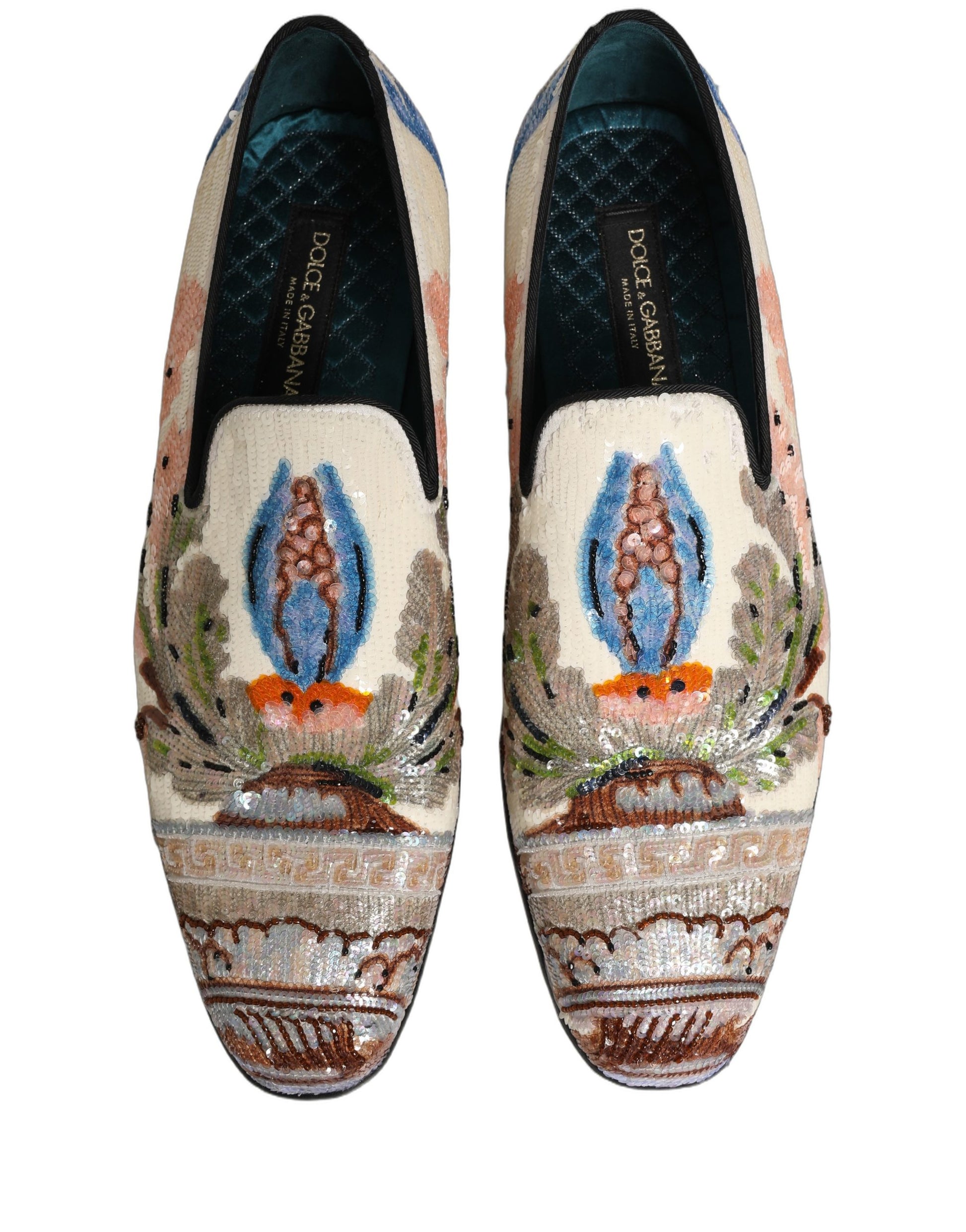 Dolce & Gabbana Multicolor Sequin Embroidered Loafers Shoes Curated Luxury Accessories by Orvyn