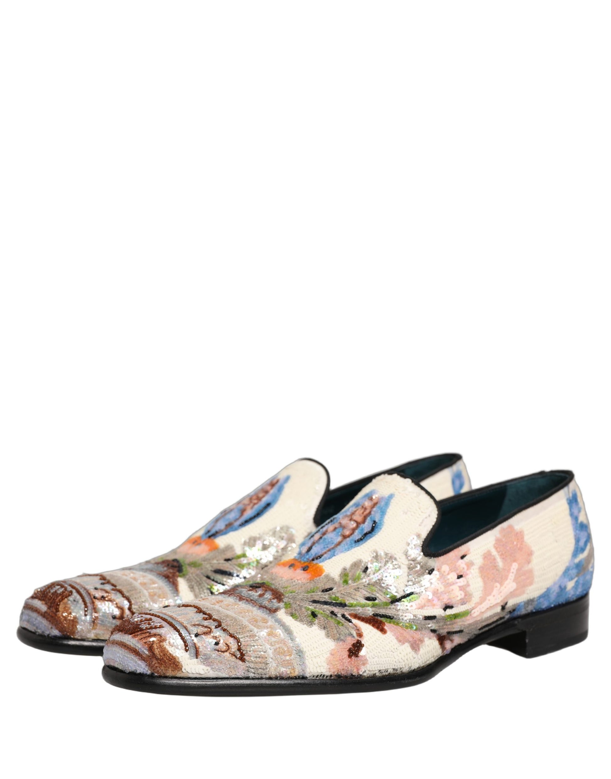 Dolce & Gabbana Multicolor Sequin Embroidered Loafers Shoes Curated Luxury Accessories by Orvyn